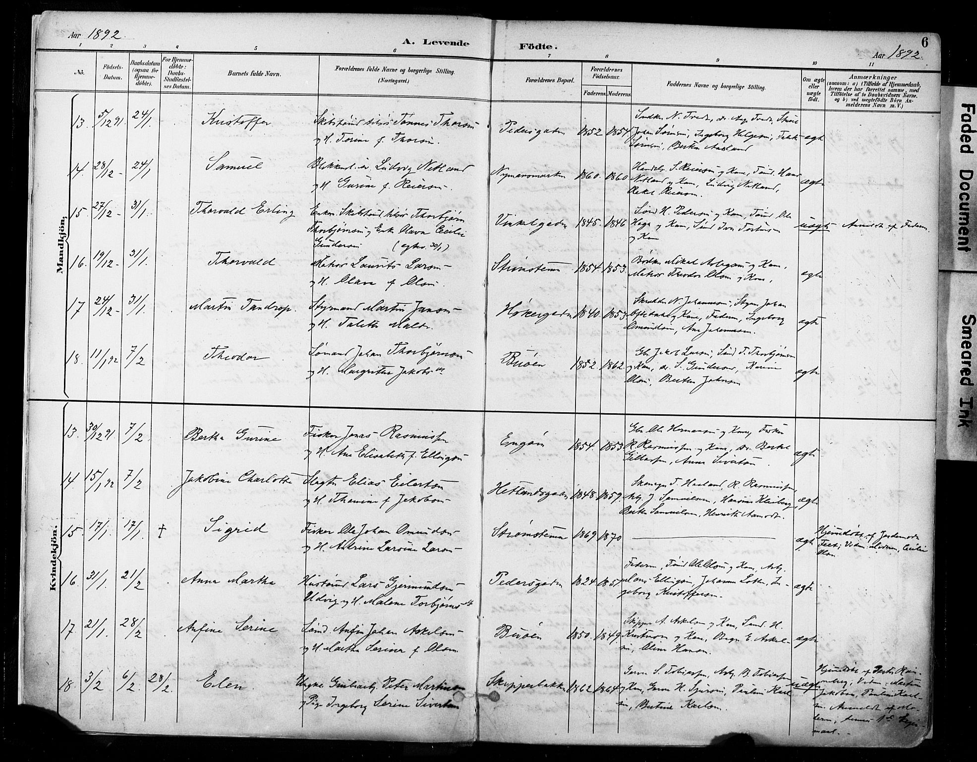 St. Johannes sokneprestkontor, AV/SAST-A-101814/001/30/30BA/L0004: Ministerialbok nr. A 4, 1891-1899, s. 6