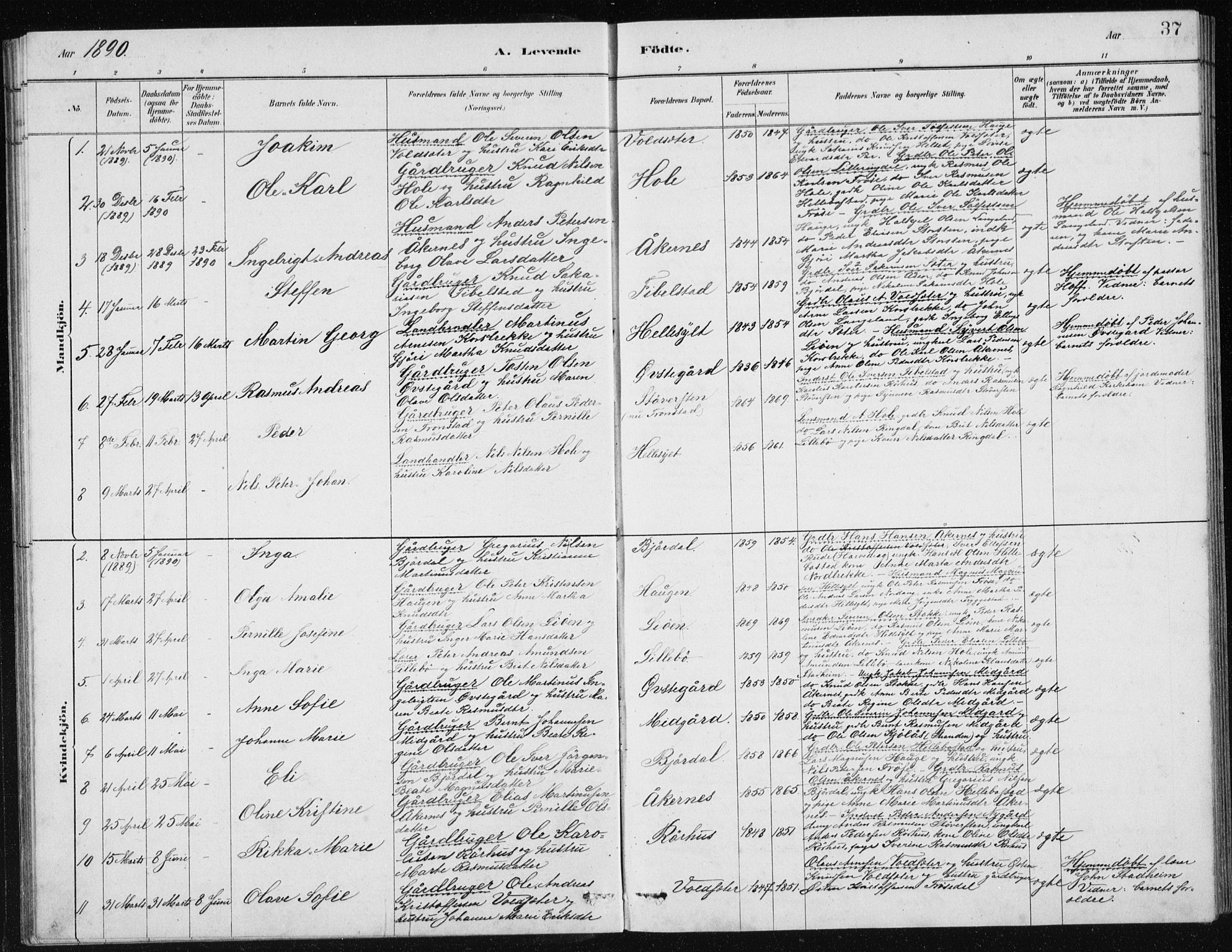 Ministerialprotokoller, klokkerbøker og fødselsregistre - Møre og Romsdal, AV/SAT-A-1454/517/L0230: Klokkerbok nr. 517C03, 1879-1912, s. 37