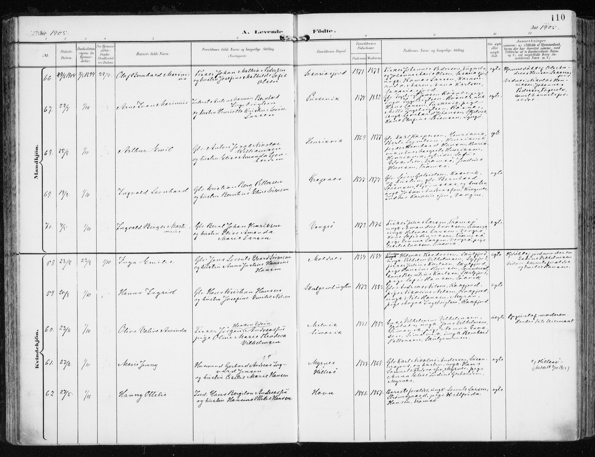 Tromsøysund sokneprestkontor, AV/SATØ-S-1304/G/Ga/L0006kirke: Ministerialbok nr. 6, 1897-1906, s. 110