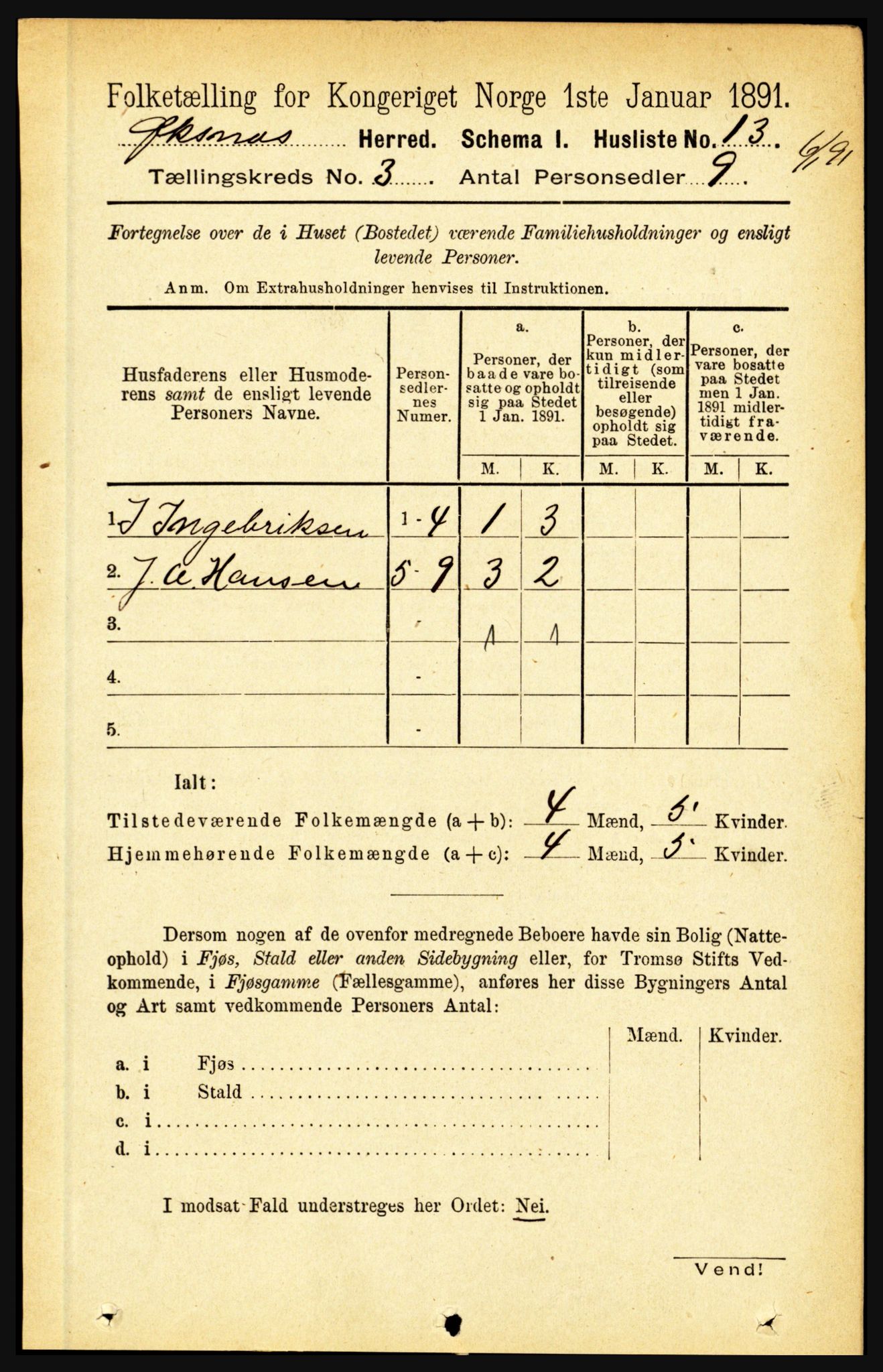 RA, Folketelling 1891 for 1868 Øksnes herred, 1891, s. 1078