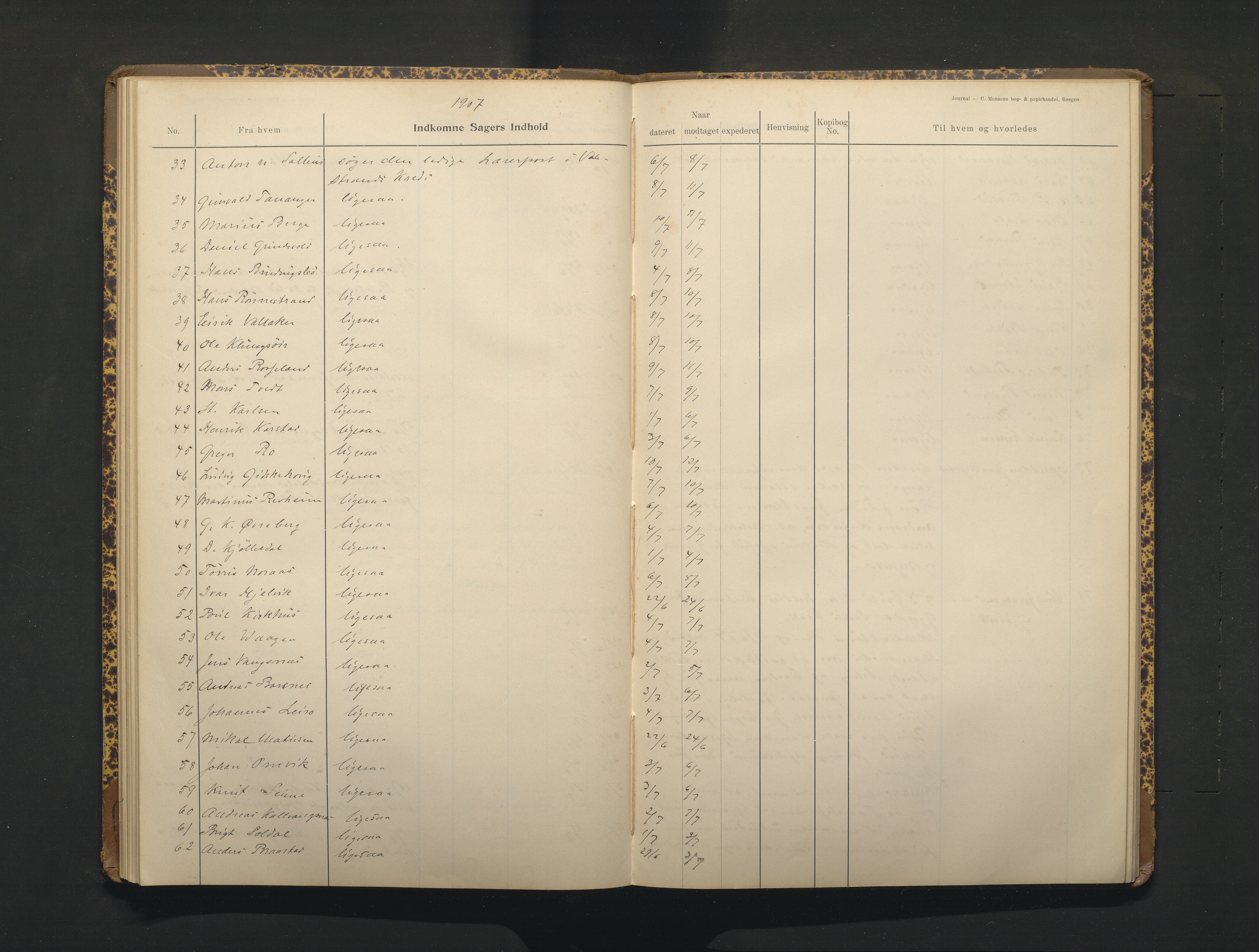 Hamre kommune. Skulestyret, IKAH/1254-211/C/Ca/L0003: Postjournal for Hamre skulestyre, 1901-1916
