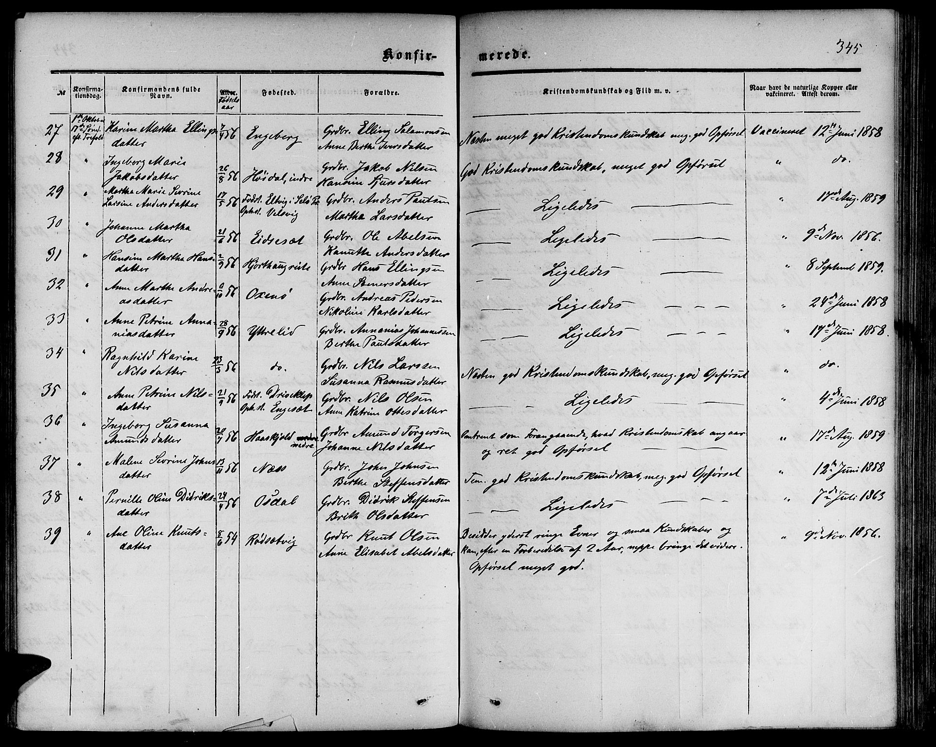 Ministerialprotokoller, klokkerbøker og fødselsregistre - Møre og Romsdal, AV/SAT-A-1454/511/L0157: Klokkerbok nr. 511C03, 1864-1884, s. 345