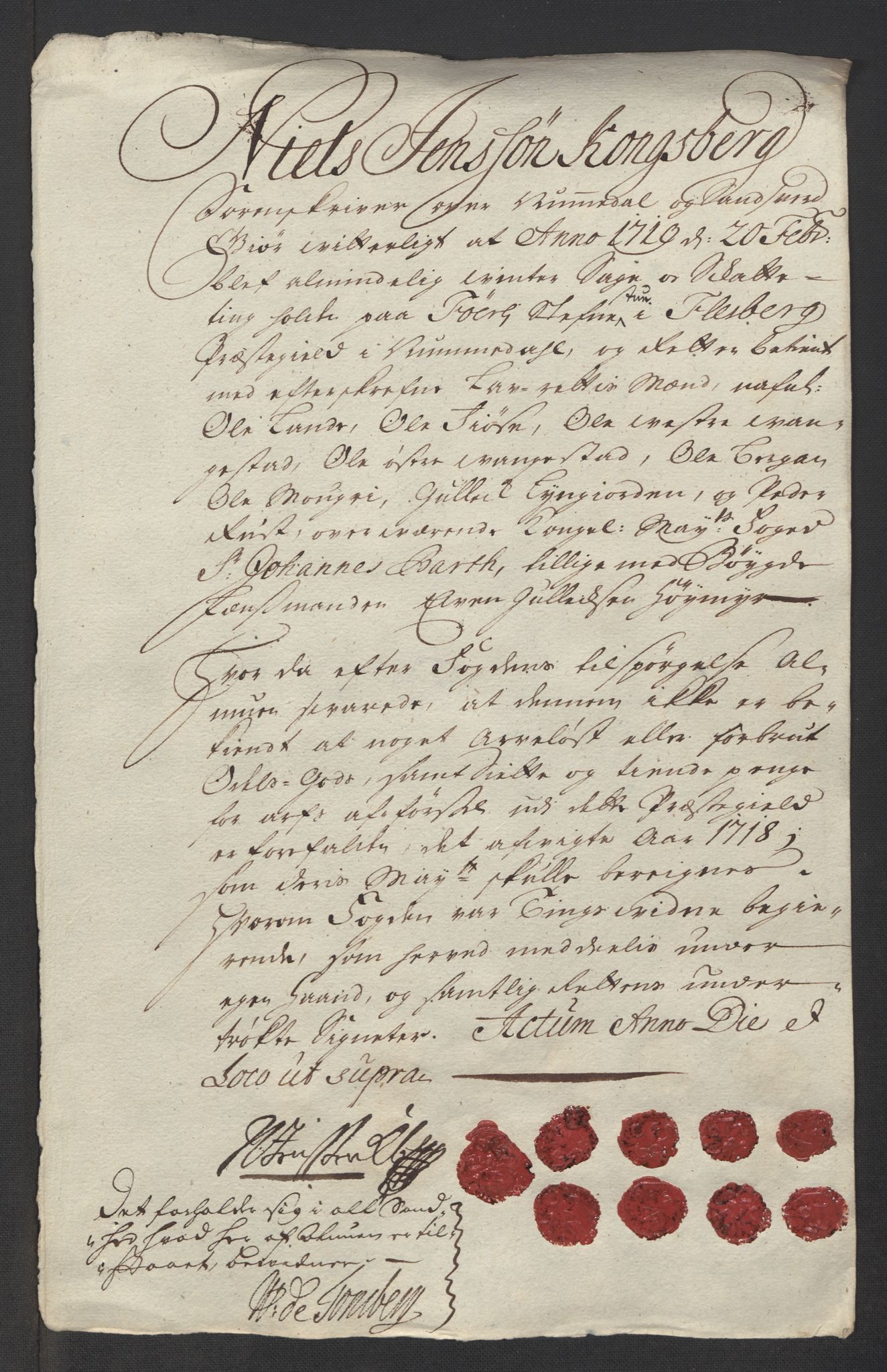 Rentekammeret inntil 1814, Reviderte regnskaper, Fogderegnskap, AV/RA-EA-4092/R24/L1594: Fogderegnskap Numedal og Sandsvær, 1718, s. 282