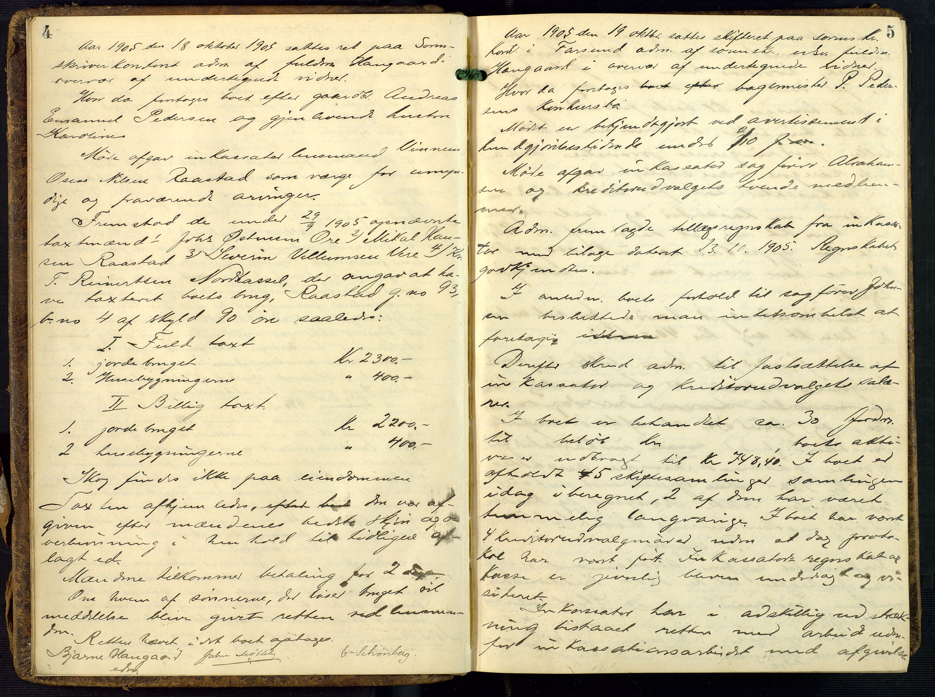 Lyngdal sorenskriveri, AV/SAK-1221-0004/H/Hc/L0880: Skiftebehandlingsprotokoll nr. 14, 1905-1910, s. 4-5