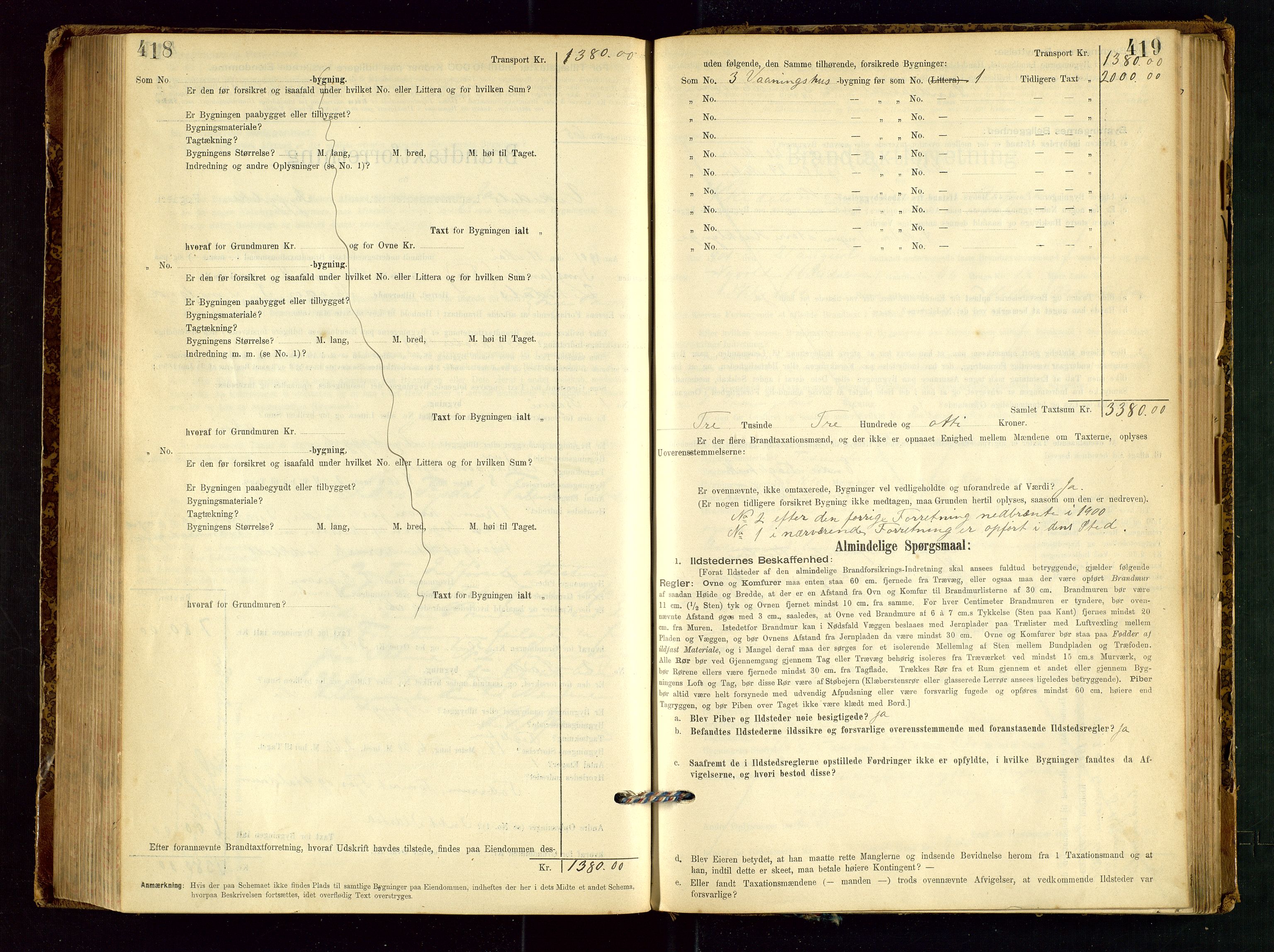 Vikedal lensmannskontor, AV/SAST-A-100179/Gob/L0004: Branntakstprotokoll, 1894-1952, s. 418-419