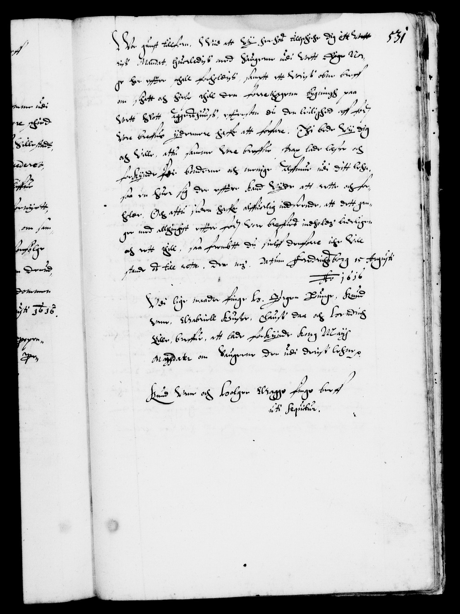 Danske Kanselli 1572-1799, RA/EA-3023/F/Fc/Fca/Fcab/L0003: Norske tegnelser (mikrofilm), 1596-1616, s. 531a