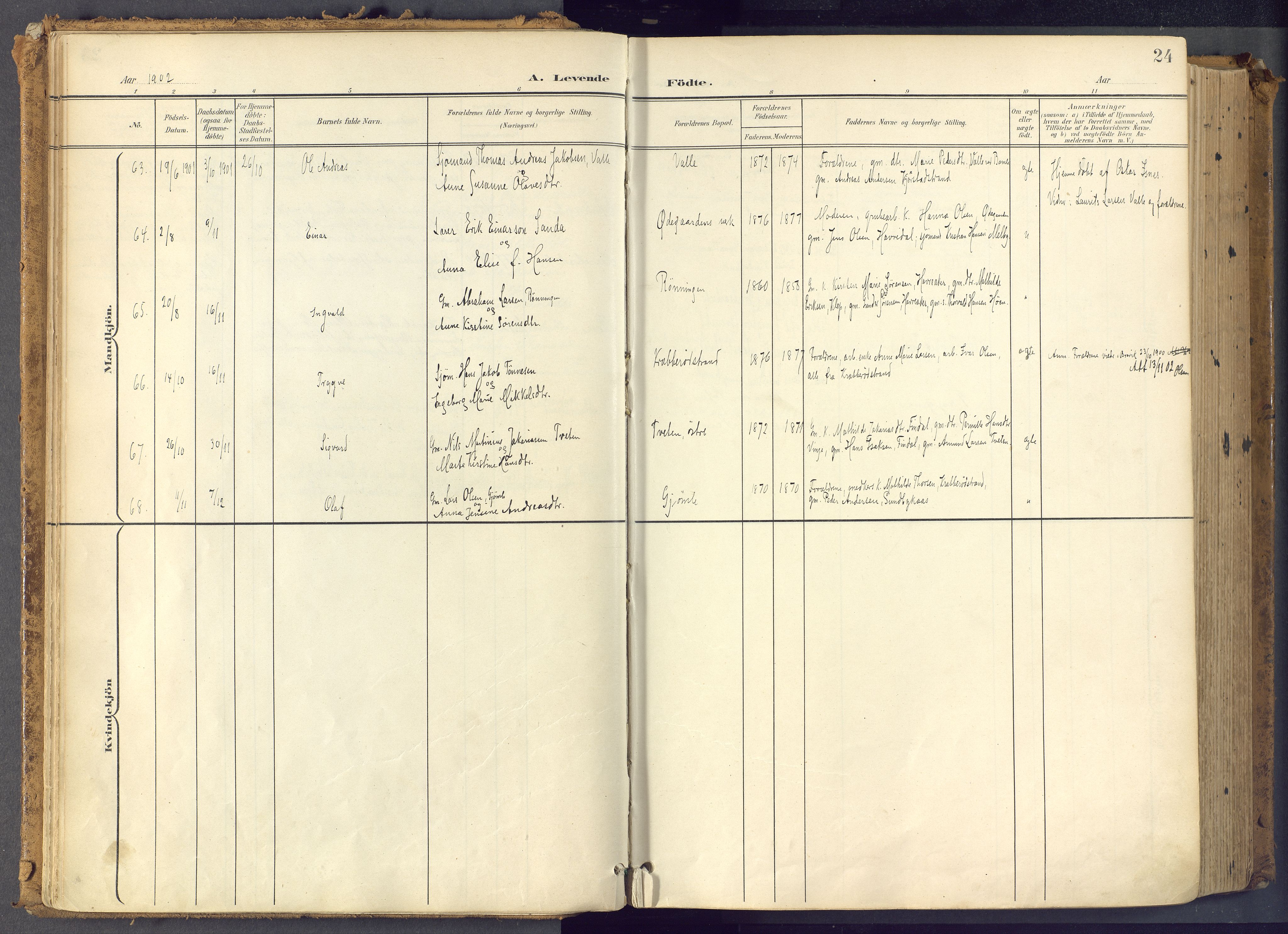 Bamble kirkebøker, SAKO/A-253/F/Fa/L0009: Ministerialbok nr. I 9, 1901-1917, s. 24