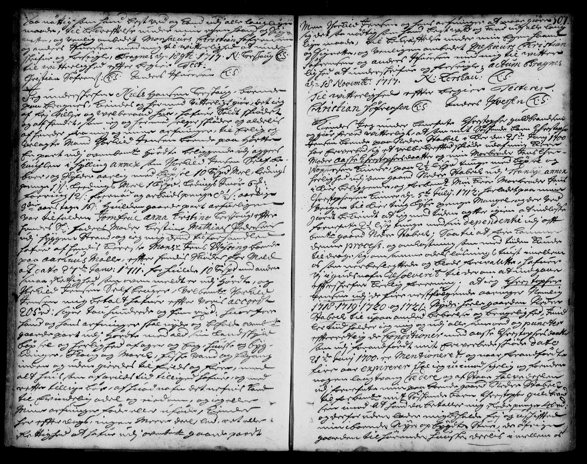 Lier, Røyken og Hurum sorenskriveri, AV/SAKO-A-89/G/Ga/Gaa/L0001: Pantebok nr. I, 1701-1725, s. 307