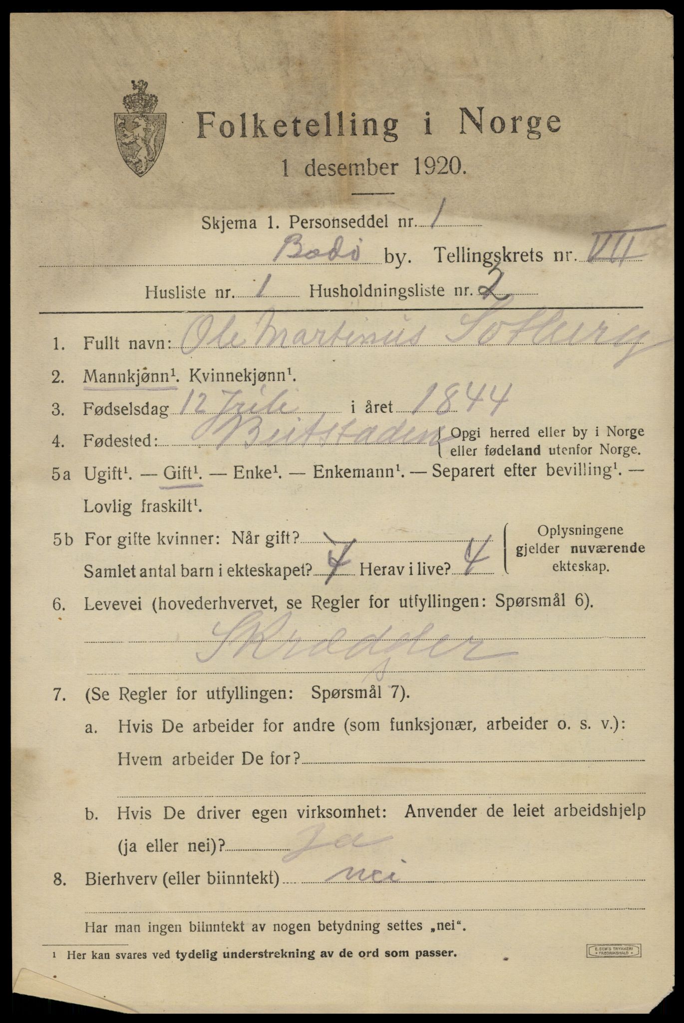 SAT, Folketelling 1920 for 1804 Bodø kjøpstad, 1920, s. 11109