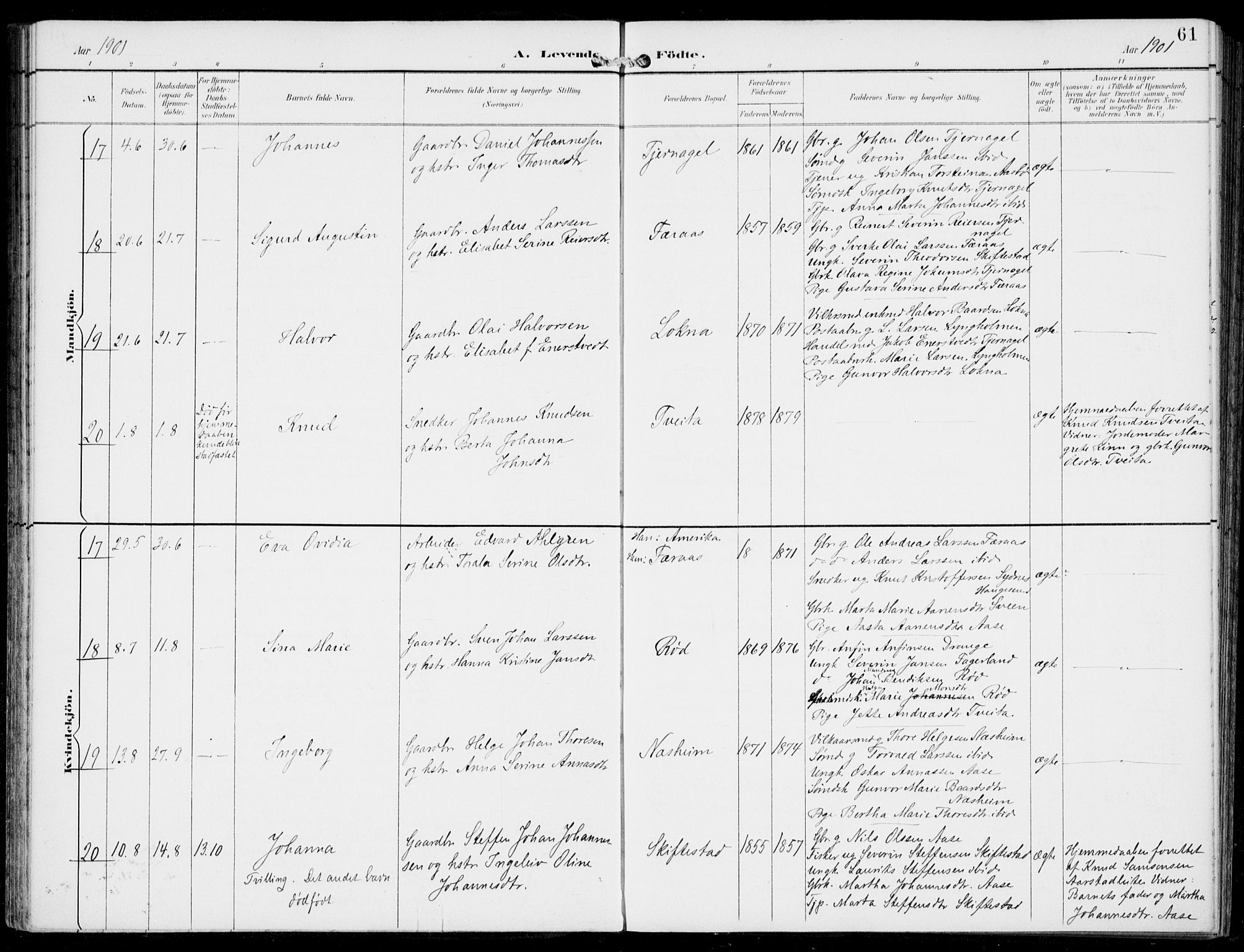 Sveio Sokneprestembete, AV/SAB-A-78501/H/Haa: Ministerialbok nr. B  3, 1894-1906, s. 61