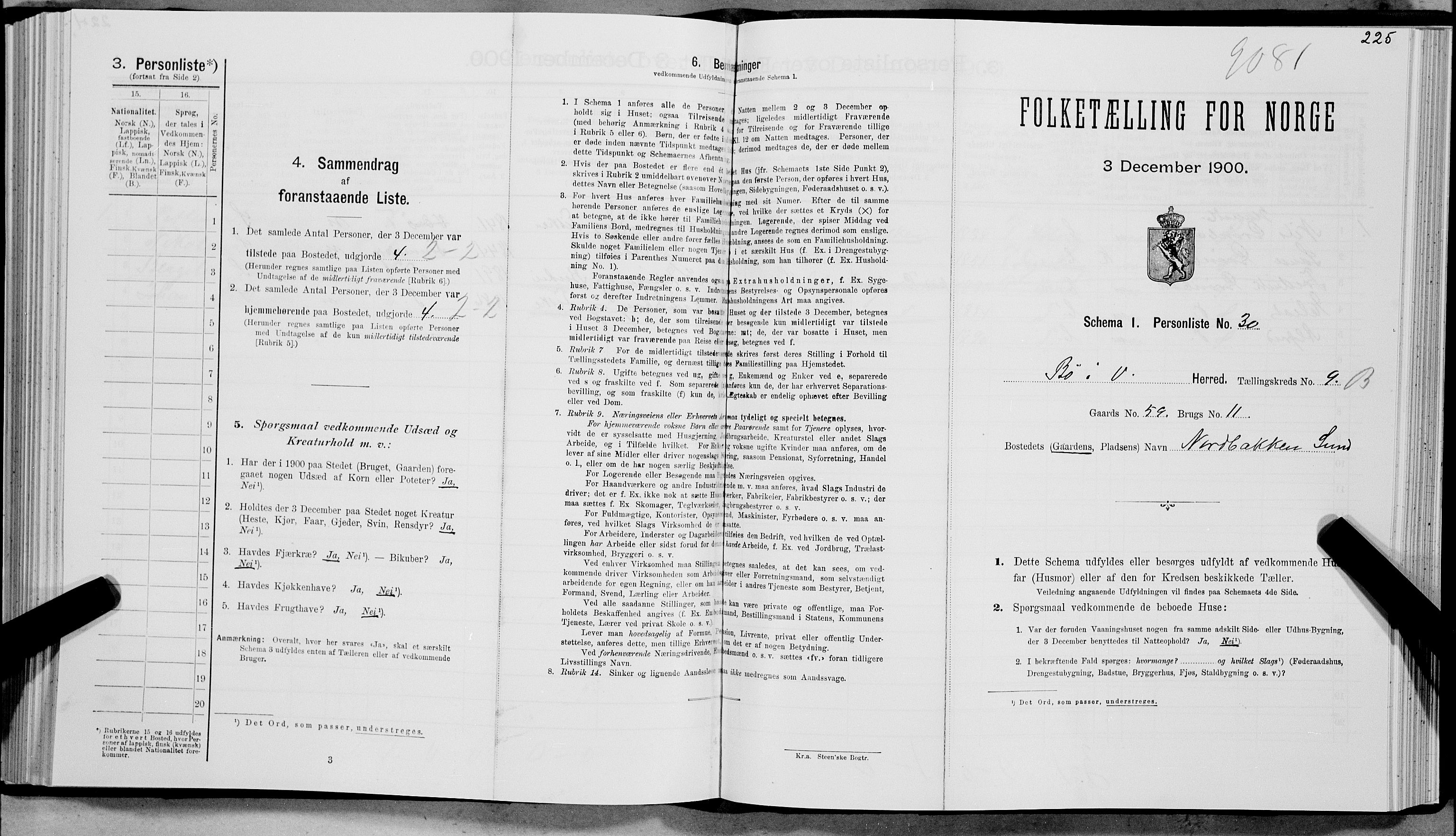 SAT, Folketelling 1900 for 1867 Bø herred, 1900, s. 1127