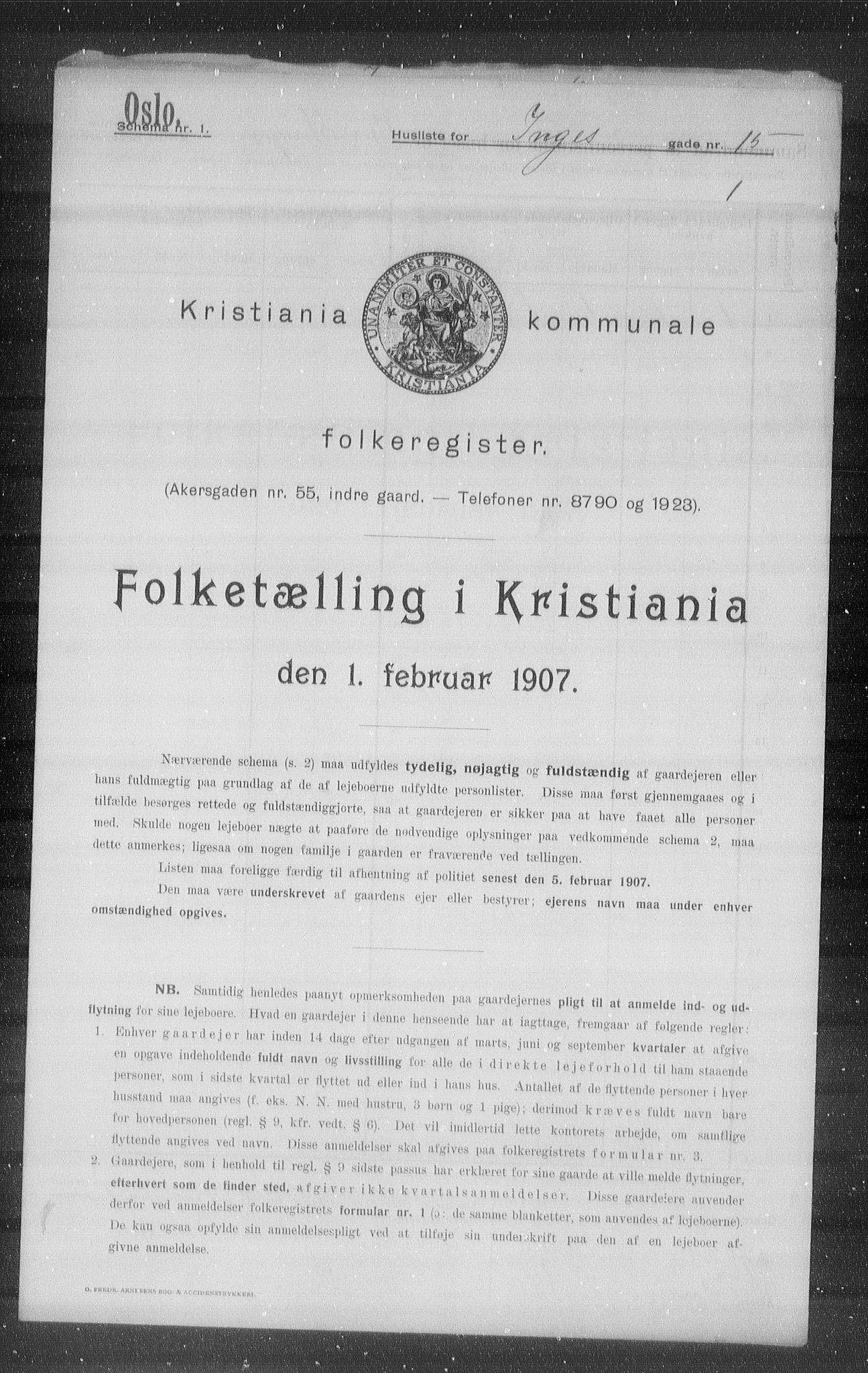 OBA, Kommunal folketelling 1.2.1907 for Kristiania kjøpstad, 1907, s. 22842