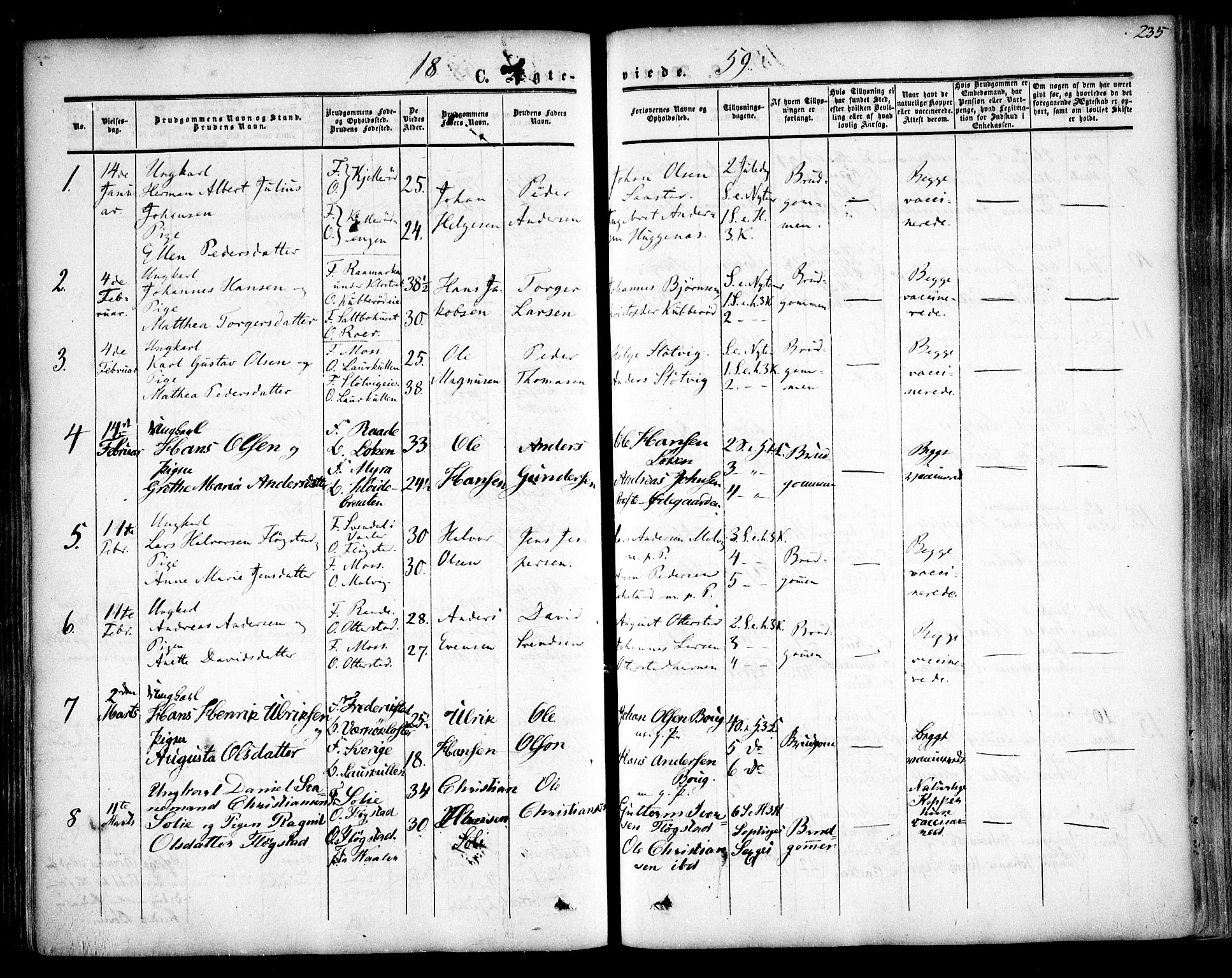Rygge prestekontor Kirkebøker, AV/SAO-A-10084b/F/Fa/L0005: Ministerialbok nr. 5, 1852-1871, s. 235