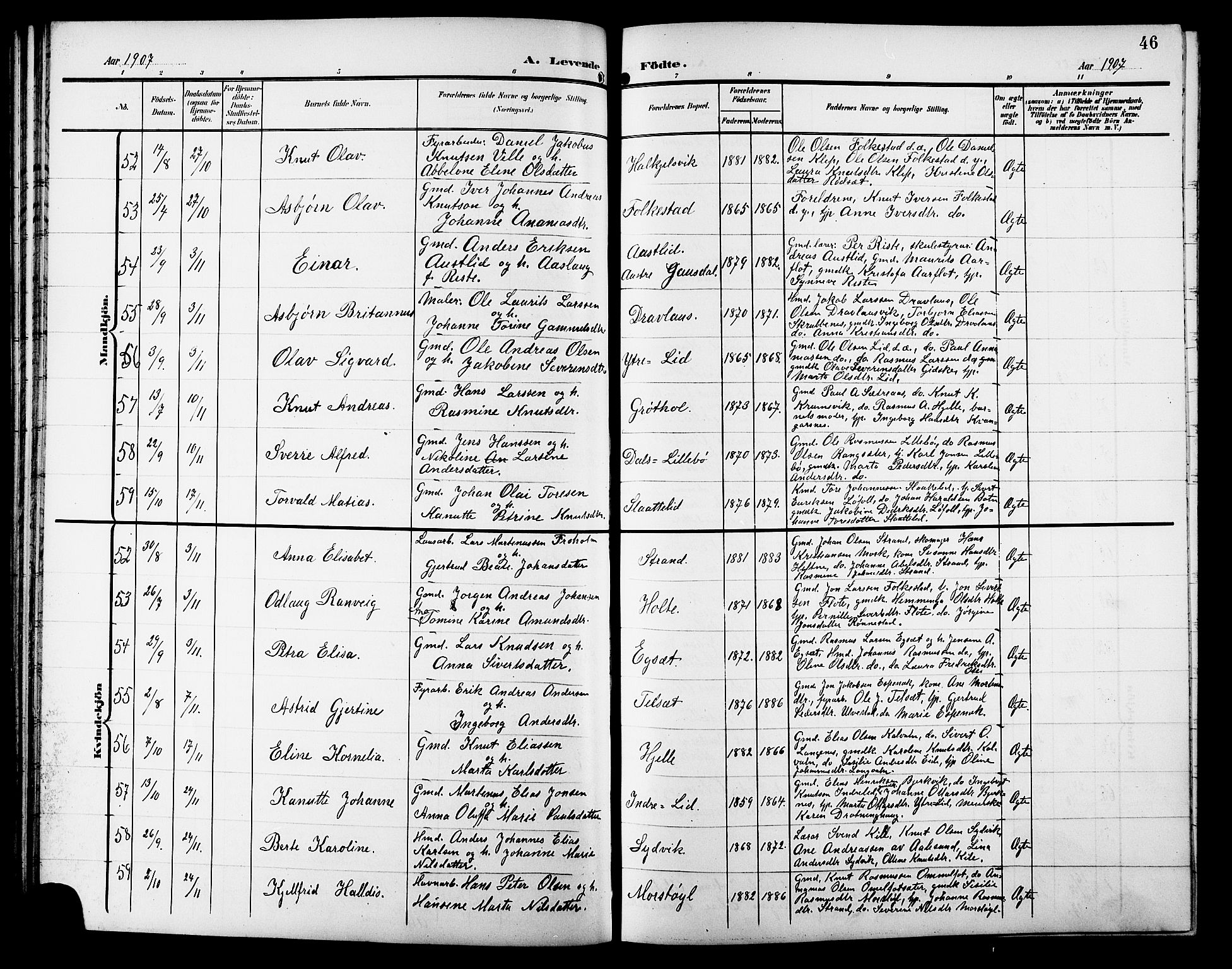 Ministerialprotokoller, klokkerbøker og fødselsregistre - Møre og Romsdal, AV/SAT-A-1454/511/L0159: Klokkerbok nr. 511C05, 1902-1920, s. 46