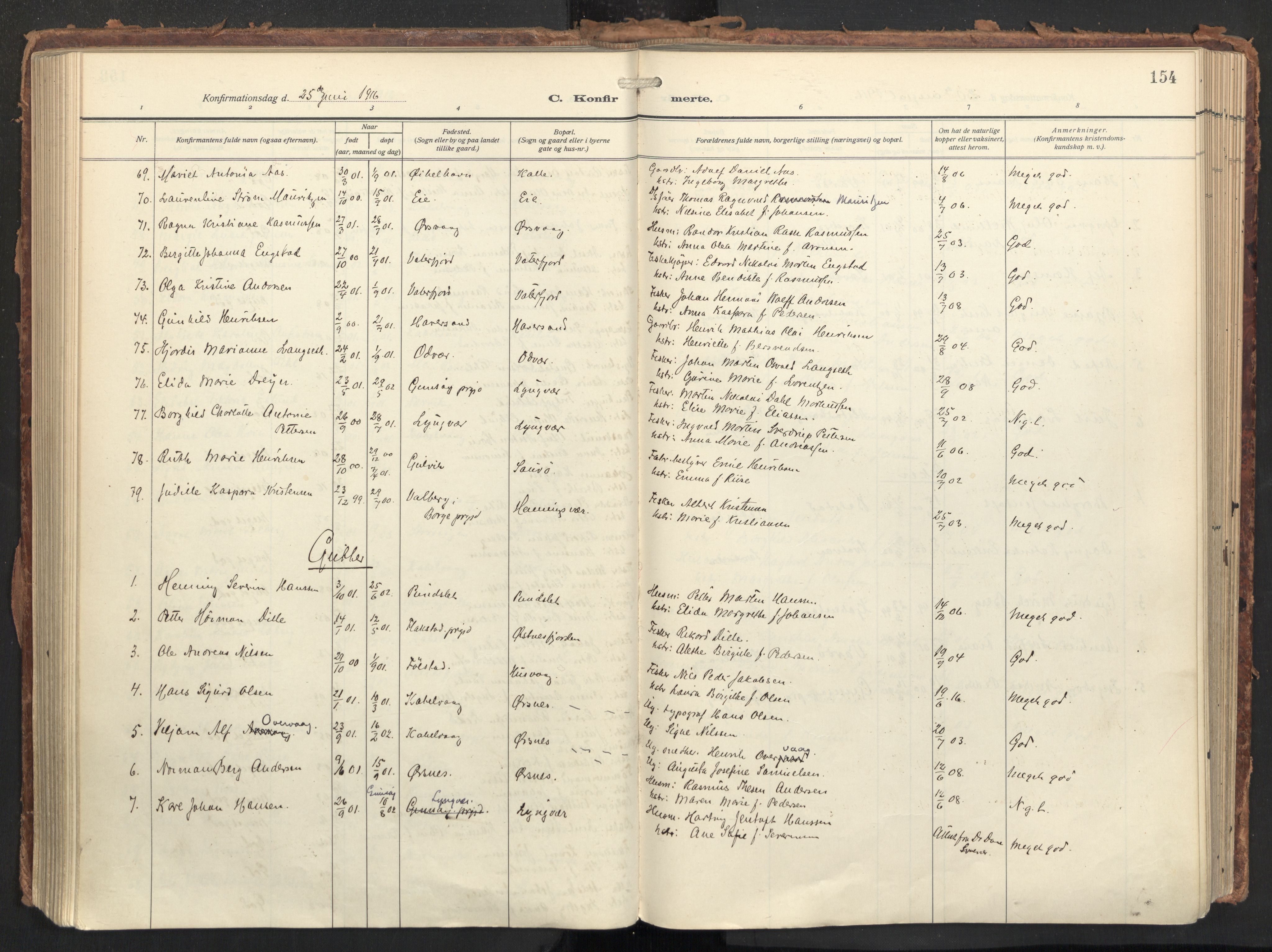 Ministerialprotokoller, klokkerbøker og fødselsregistre - Nordland, AV/SAT-A-1459/874/L1064: Ministerialbok nr. 874A08, 1915-1926, s. 154