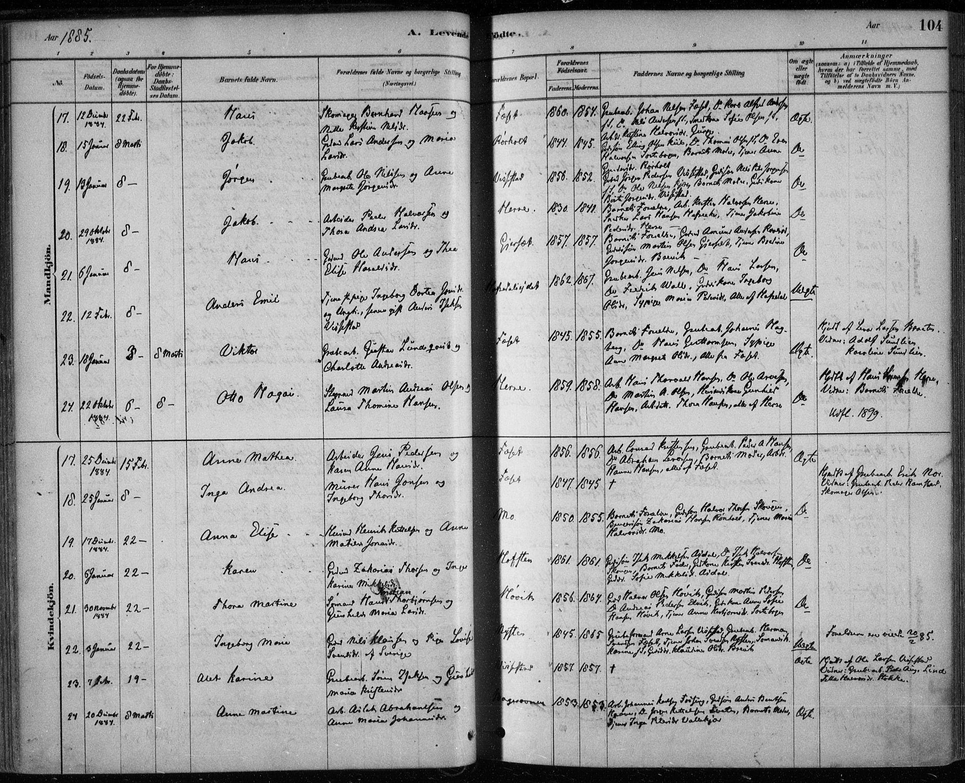 Bamble kirkebøker, AV/SAKO-A-253/F/Fa/L0007: Ministerialbok nr. I 7, 1878-1888, s. 104