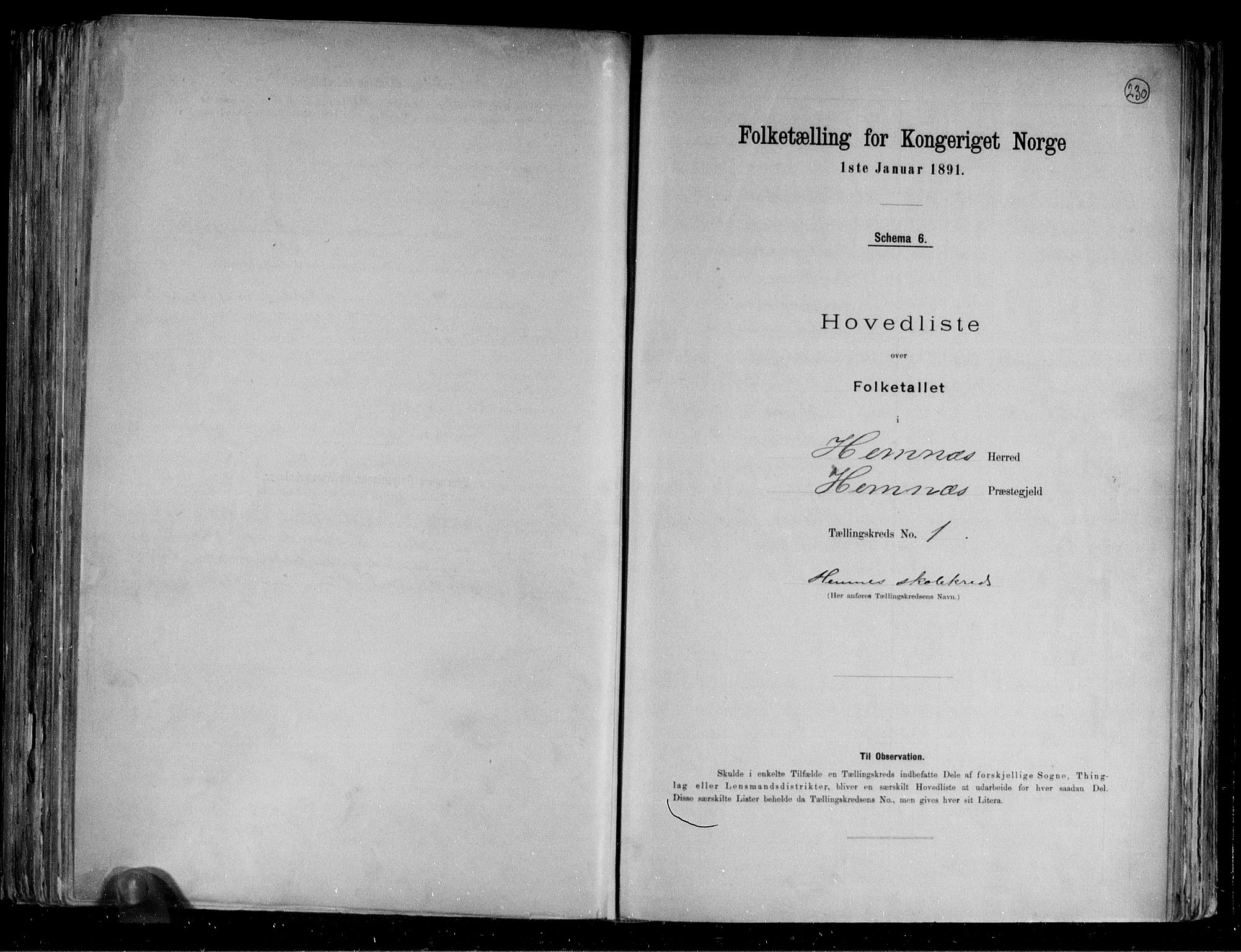 RA, Folketelling 1891 for 1832 Hemnes herred, 1891, s. 5