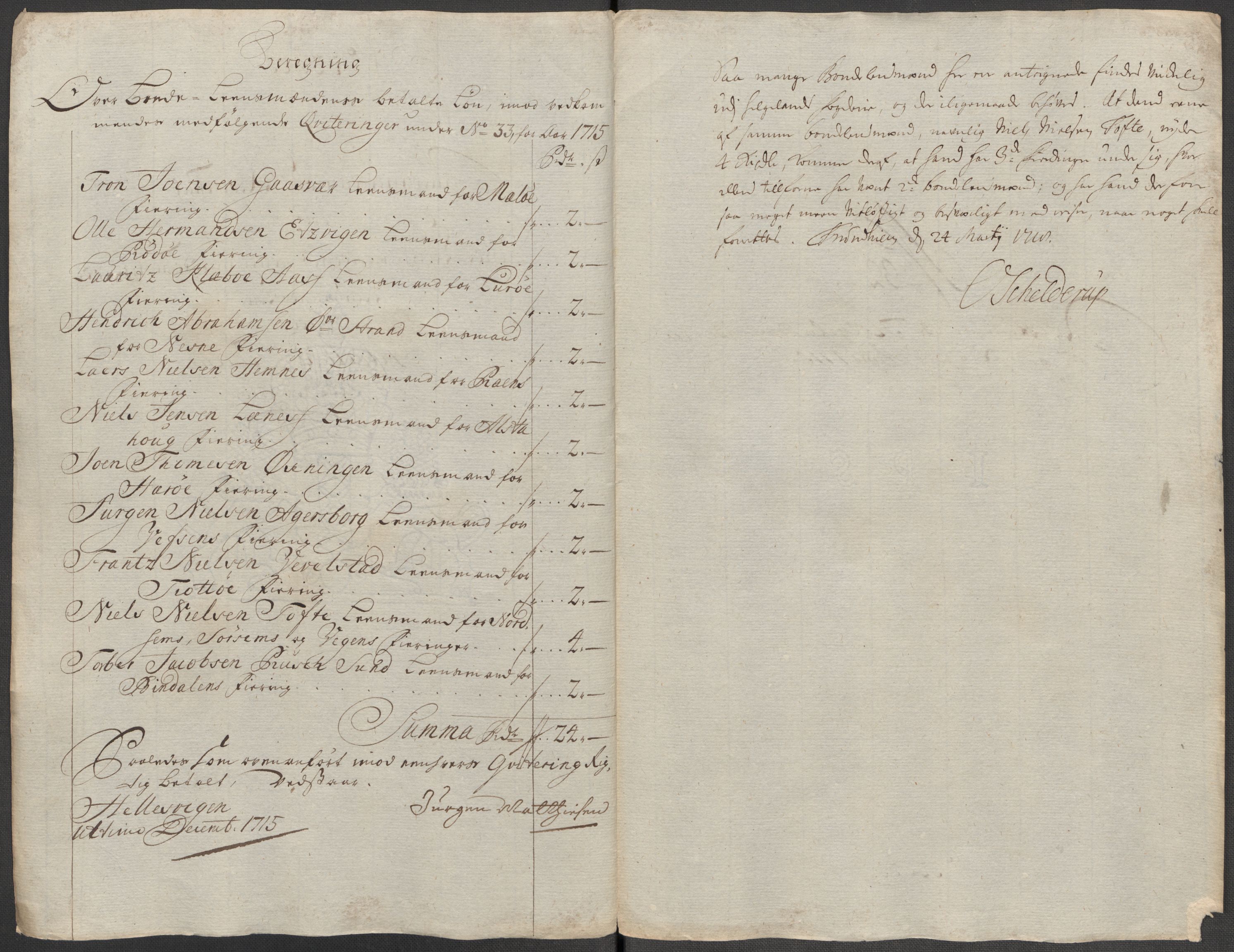 Rentekammeret inntil 1814, Reviderte regnskaper, Fogderegnskap, AV/RA-EA-4092/R65/L4513: Fogderegnskap Helgeland, 1714-1715, s. 657