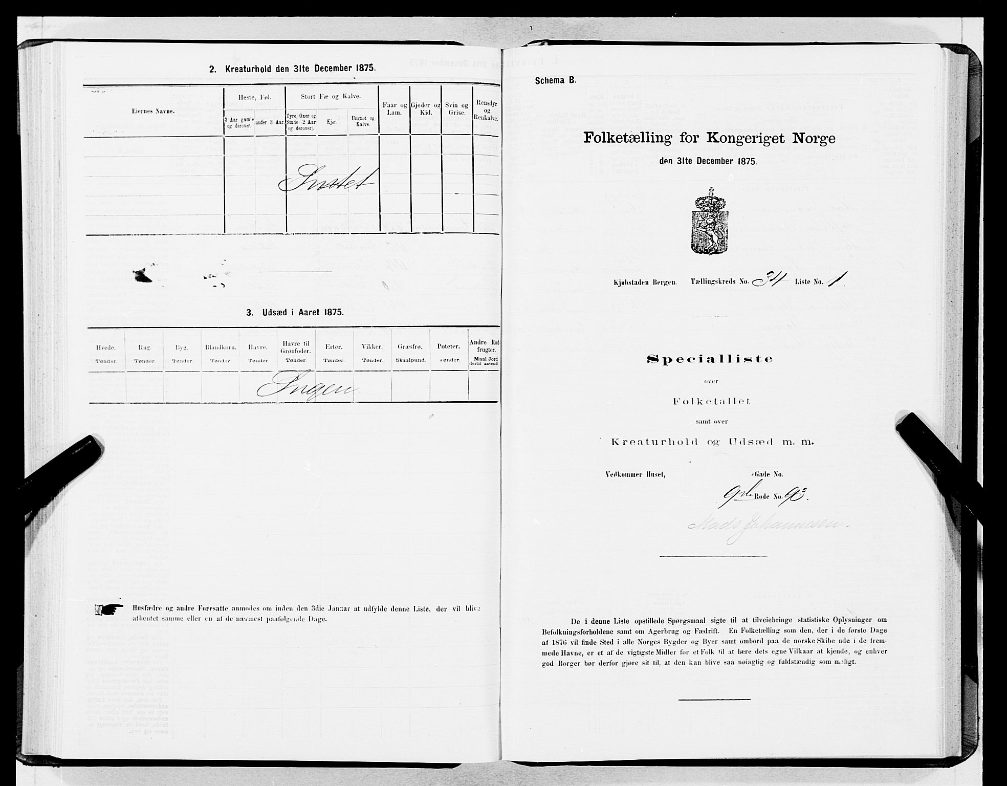 SAB, Folketelling 1875 for 1301 Bergen kjøpstad, 1875, s. 1724