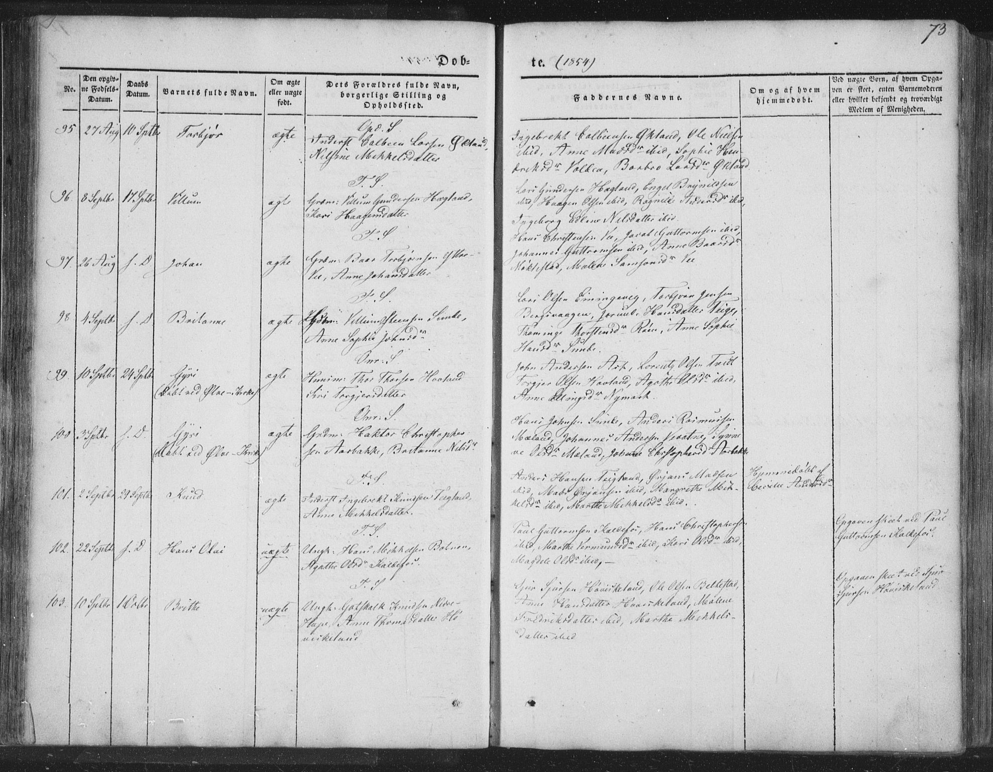 Tysnes sokneprestembete, AV/SAB-A-78601/H/Haa: Ministerialbok nr. A 10, 1848-1859, s. 73