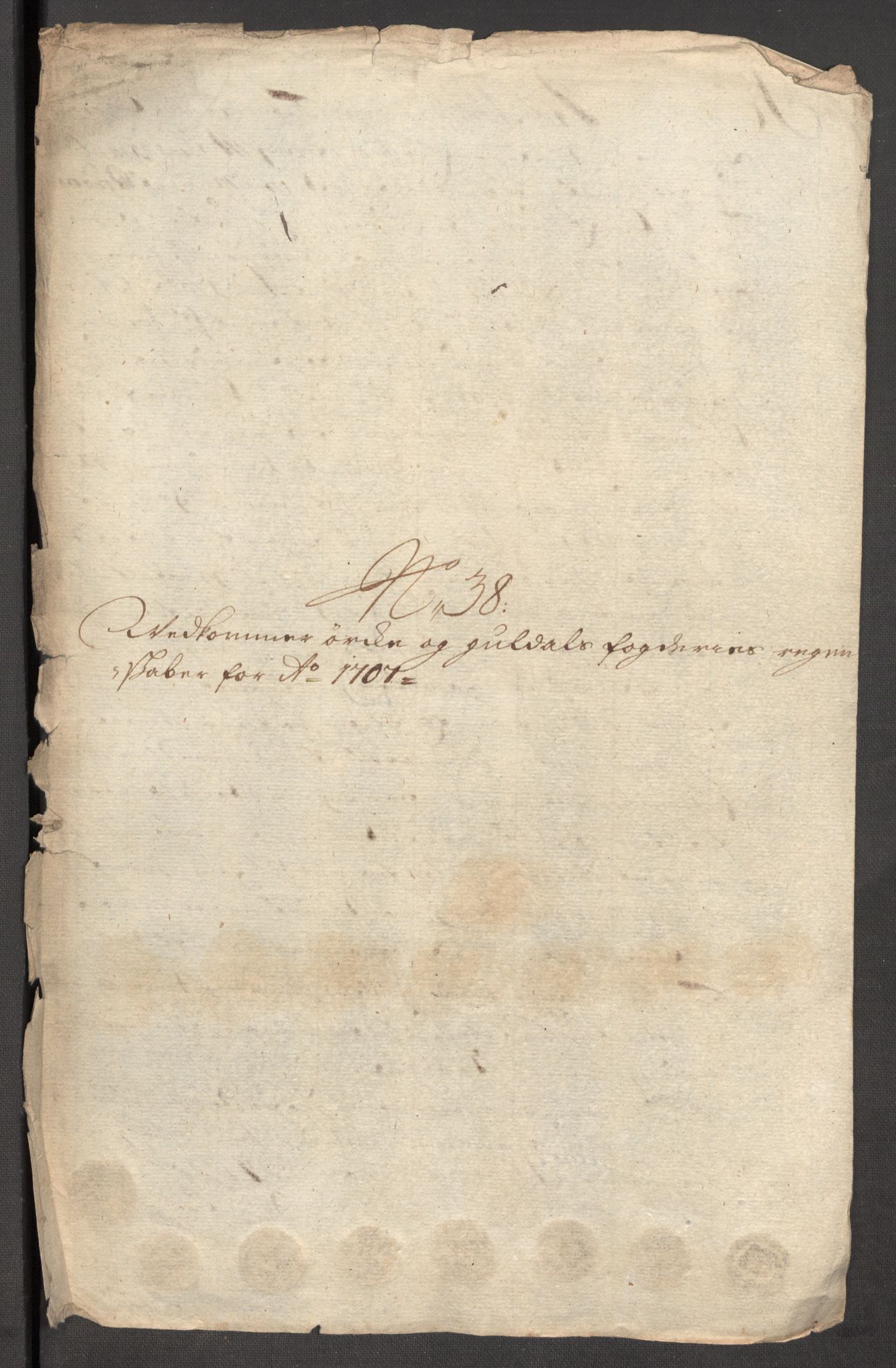 Rentekammeret inntil 1814, Reviderte regnskaper, Fogderegnskap, AV/RA-EA-4092/R60/L3957: Fogderegnskap Orkdal og Gauldal, 1707, s. 408