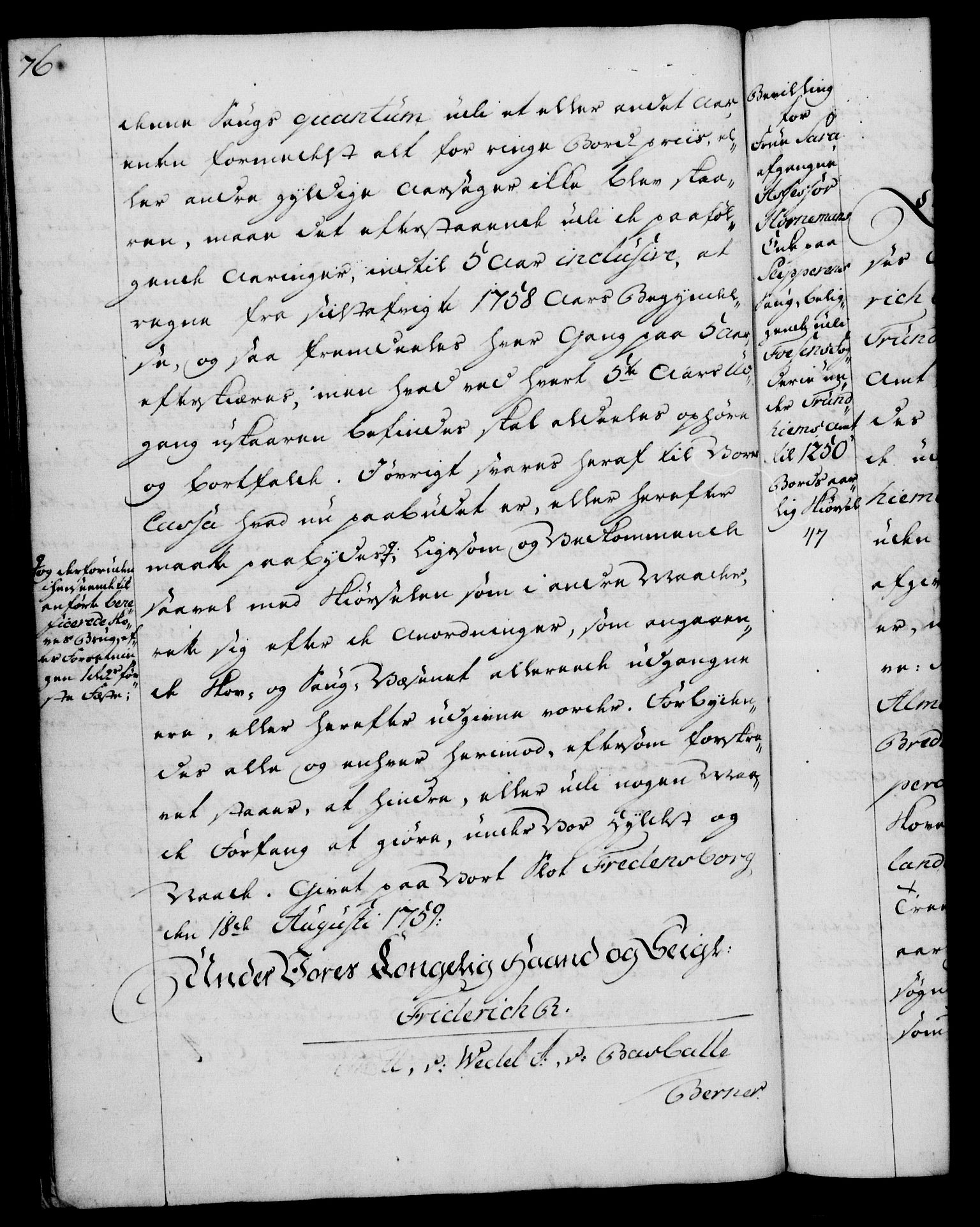 Rentekammeret, Kammerkanselliet, AV/RA-EA-3111/G/Gg/Gga/L0007: Norsk ekspedisjonsprotokoll med register (merket RK 53.7), 1759-1768, s. 76