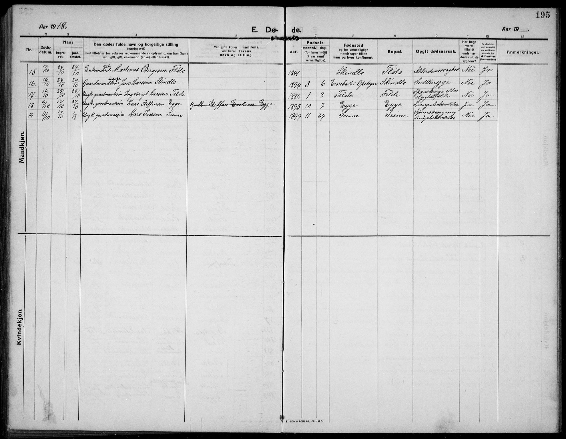 Gloppen sokneprestembete, AV/SAB-A-80101/H/Hab/Habc/L0003: Klokkerbok nr. C 3, 1911-1938, s. 195