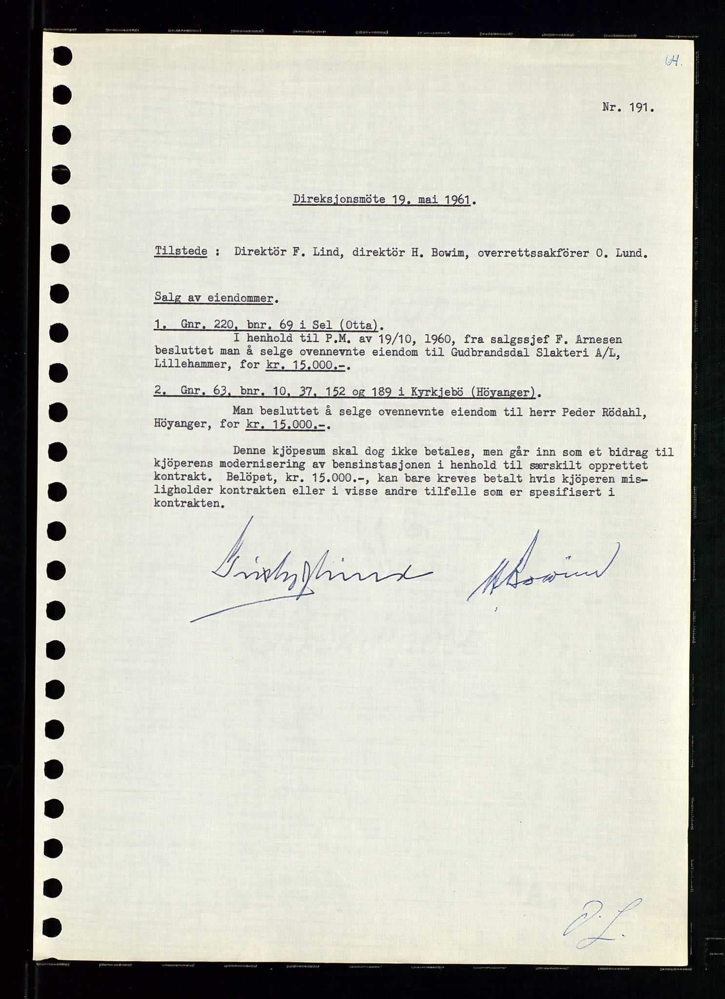 Pa 0982 - Esso Norge A/S, AV/SAST-A-100448/A/Aa/L0001/0002: Den administrerende direksjon Board minutes (styrereferater) / Den administrerende direksjon Board minutes (styrereferater), 1960-1961, s. 111