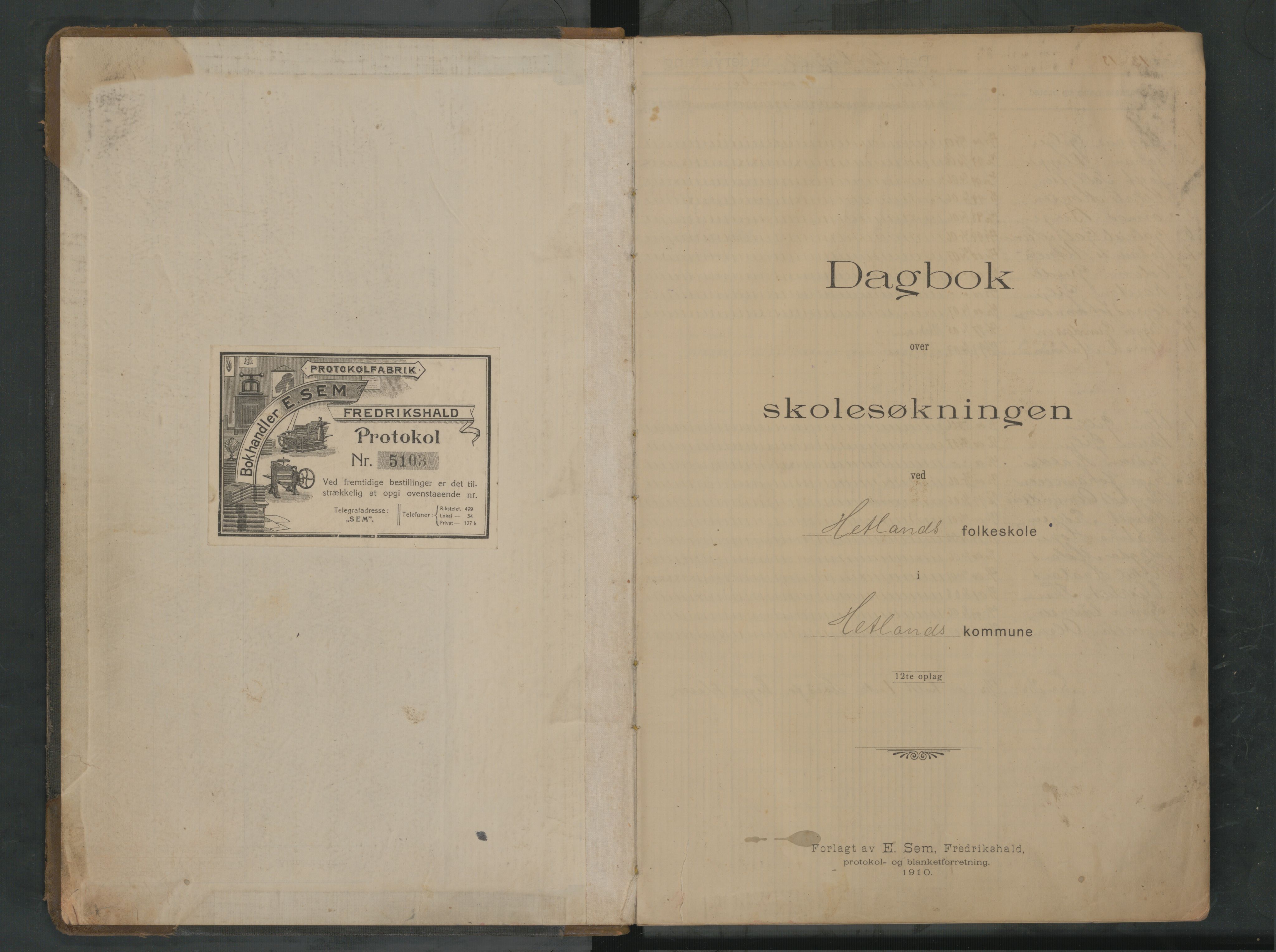 Hetland kommune. Kvaleberg skole, BYST/A-0145/G/Ga/L0009: Klassedagbok, 1912-1942