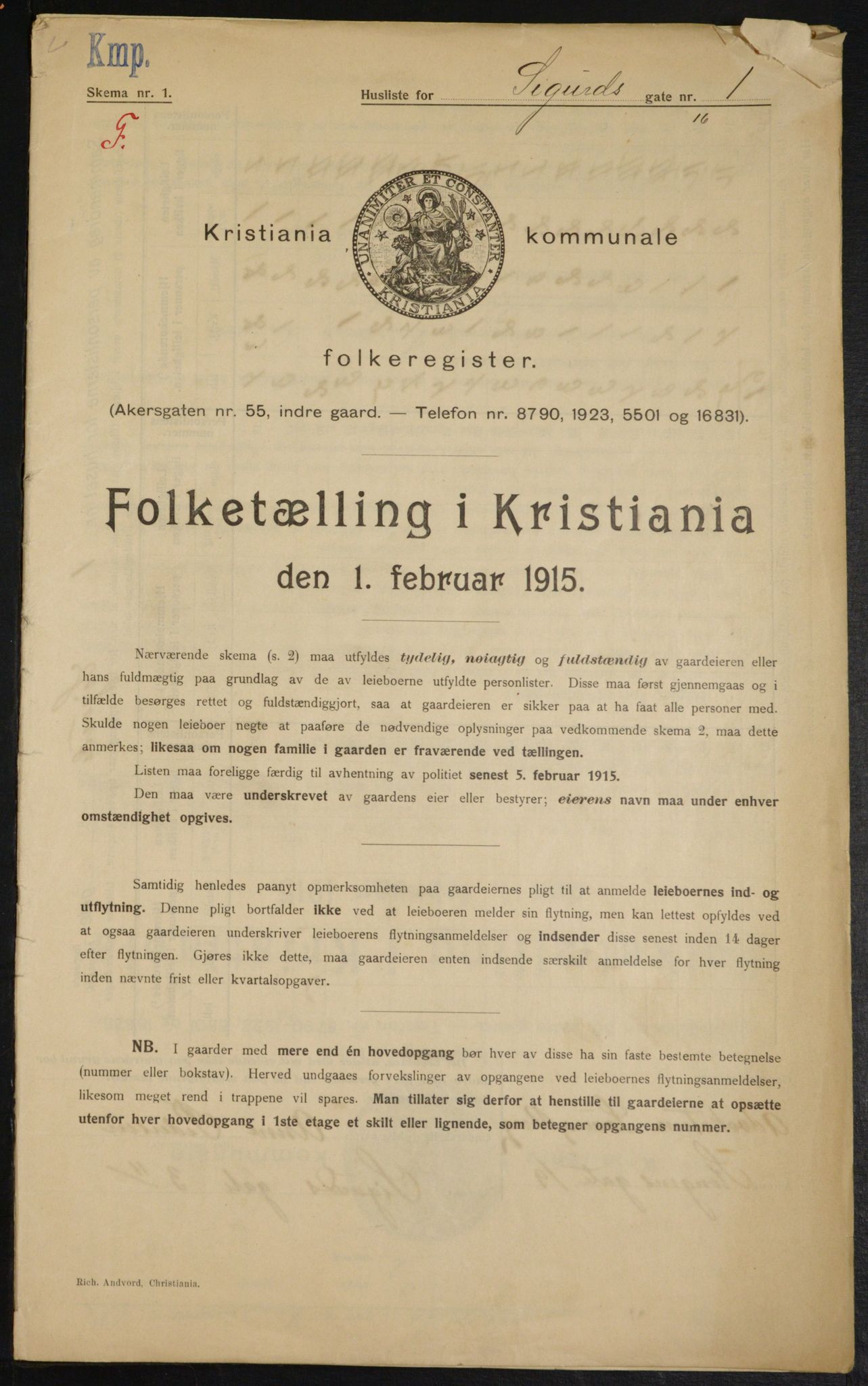 OBA, Kommunal folketelling 1.2.1915 for Kristiania, 1915, s. 94638