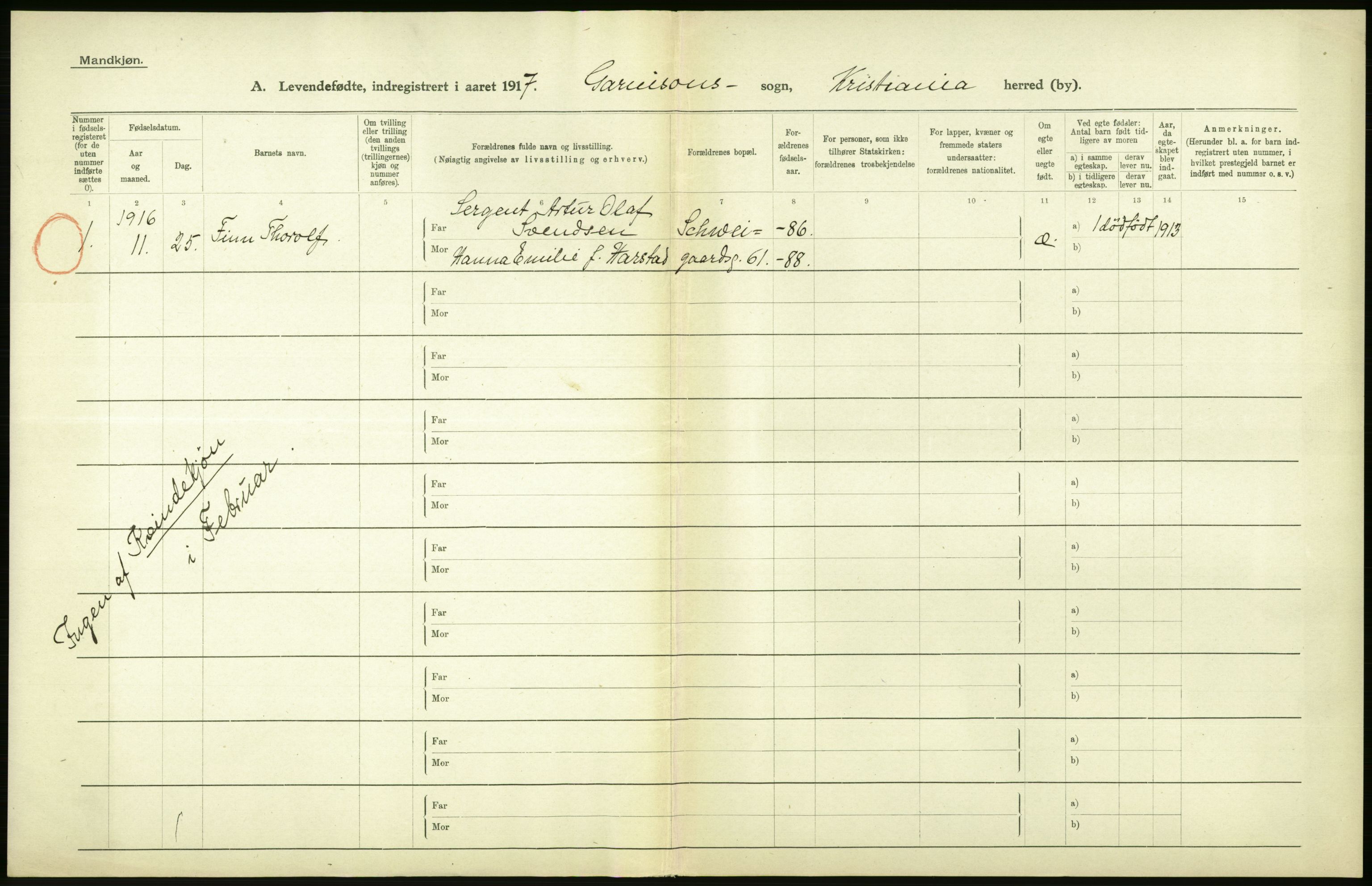 Statistisk sentralbyrå, Sosiodemografiske emner, Befolkning, RA/S-2228/D/Df/Dfb/Dfbg/L0007: Kristiania: Levendefødte menn og kvinner., 1917, s. 46