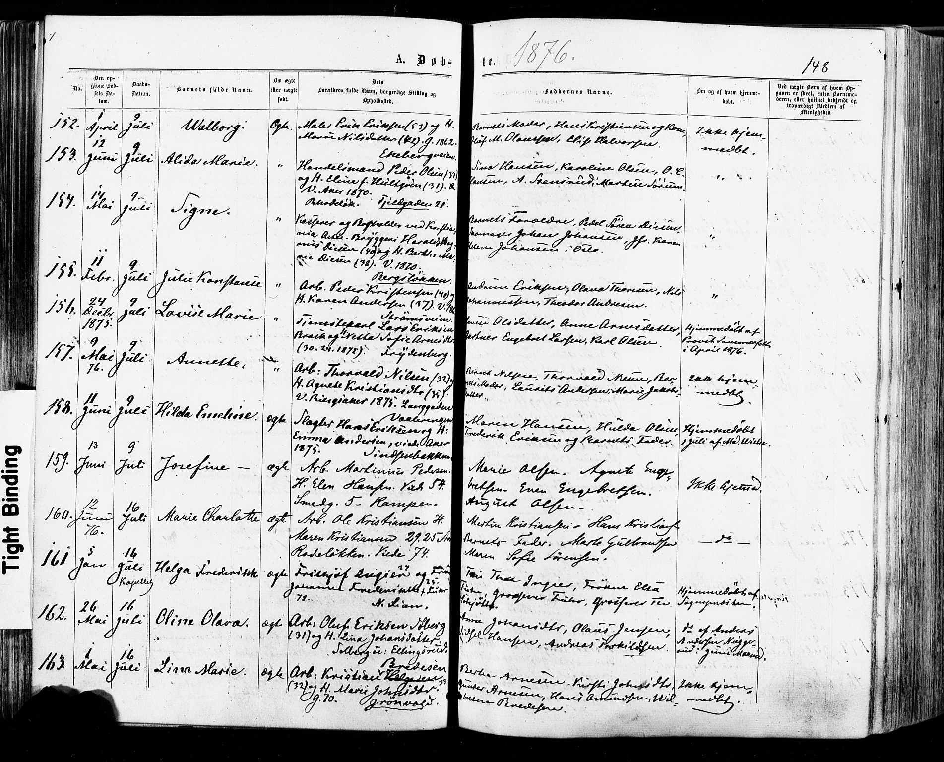 Østre Aker prestekontor Kirkebøker, AV/SAO-A-10840/F/Fa/L0004: Ministerialbok nr. I 4, 1876-1889, s. 148