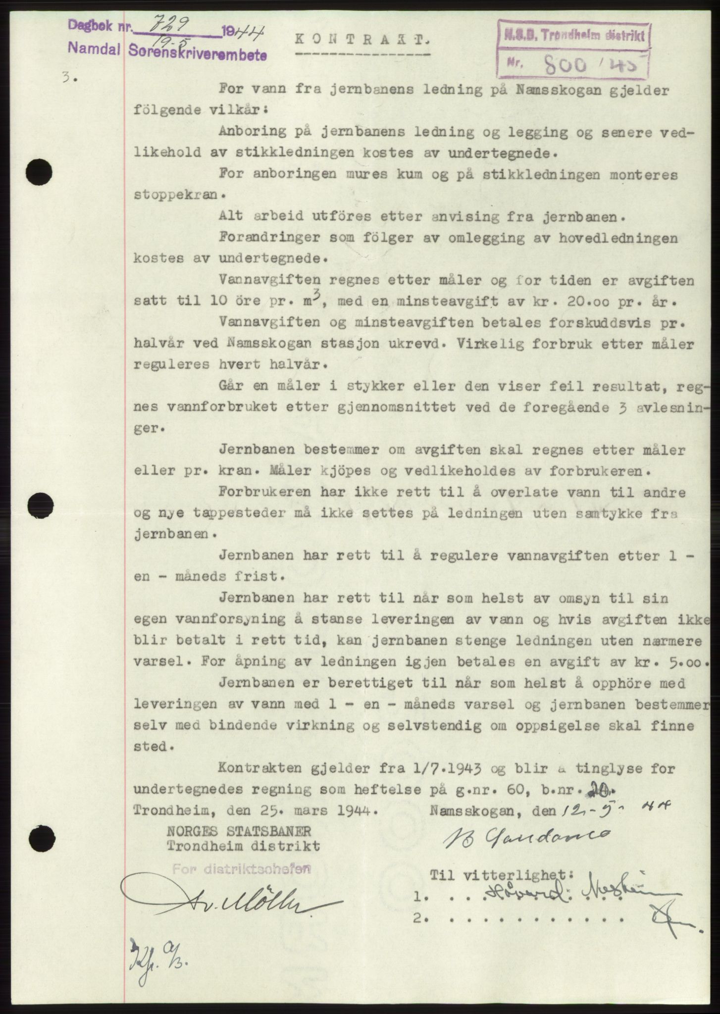 Namdal sorenskriveri, SAT/A-4133/1/2/2C: Pantebok nr. -, 1944-1945, Dagboknr: 729/1944