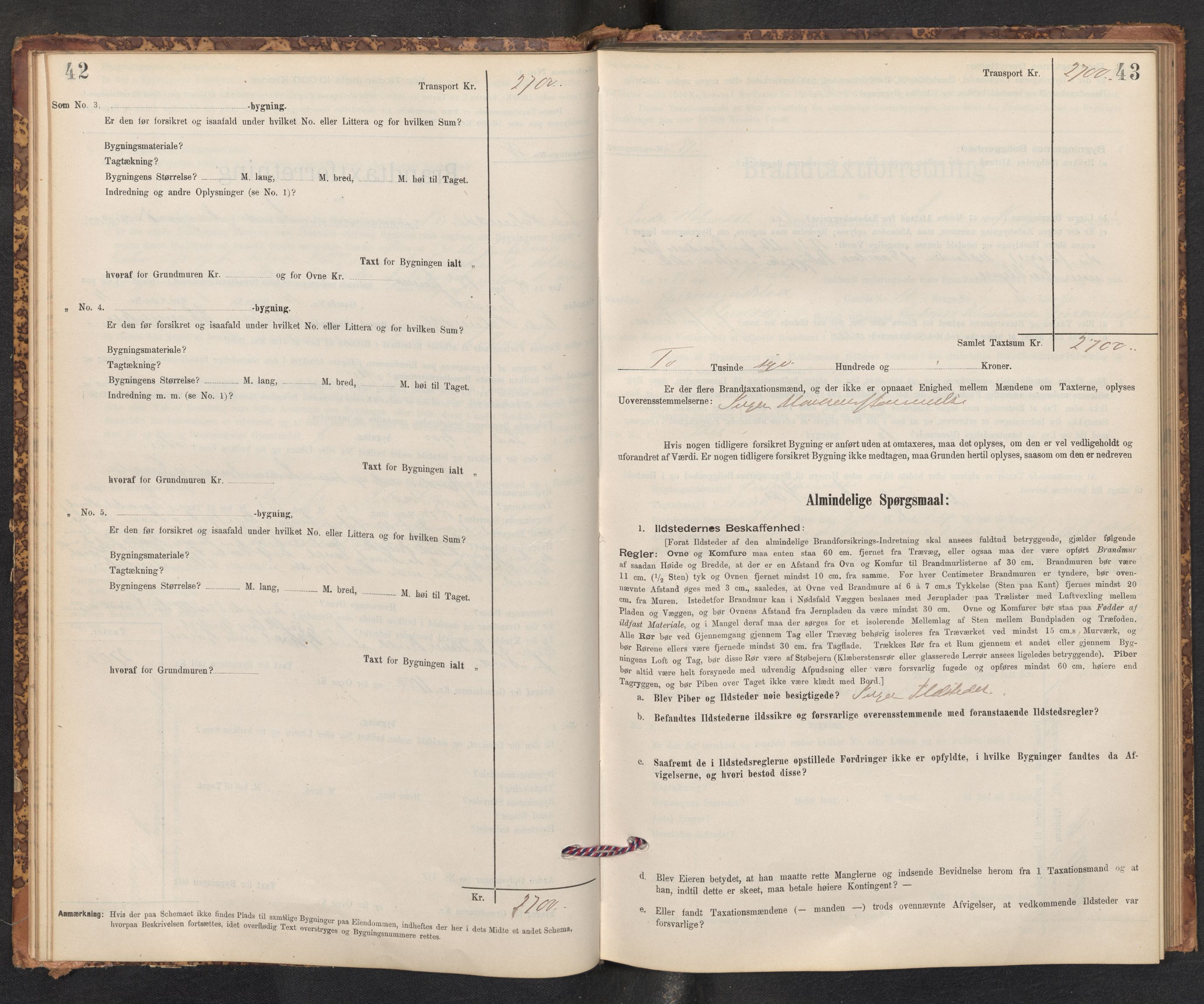Lensmannen i Gaular, AV/SAB-A-27601/0012/L0005: Branntakstprotokoll, skjematakst, 1895-1917, s. 42-43