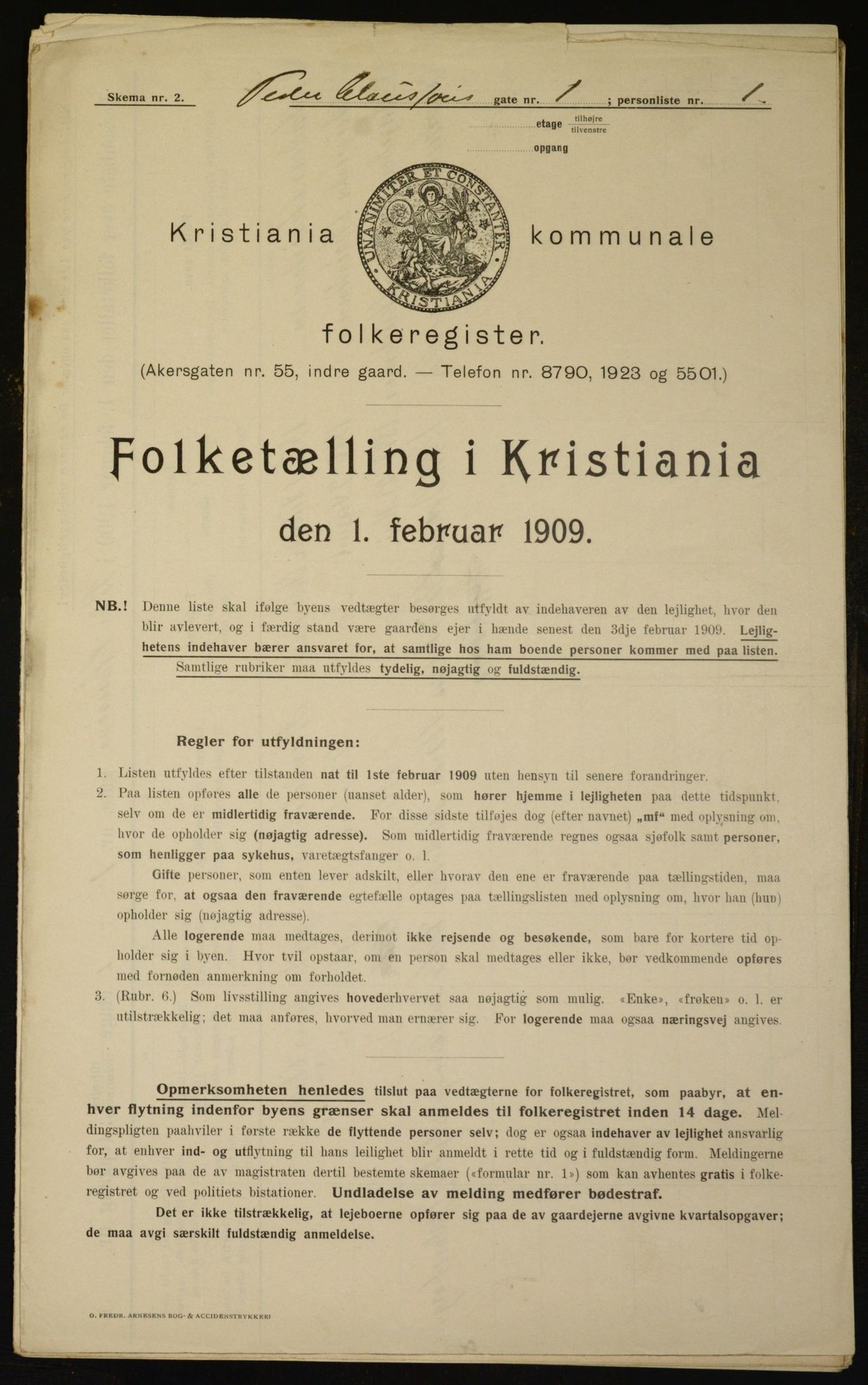 OBA, Kommunal folketelling 1.2.1909 for Kristiania kjøpstad, 1909, s. 71328