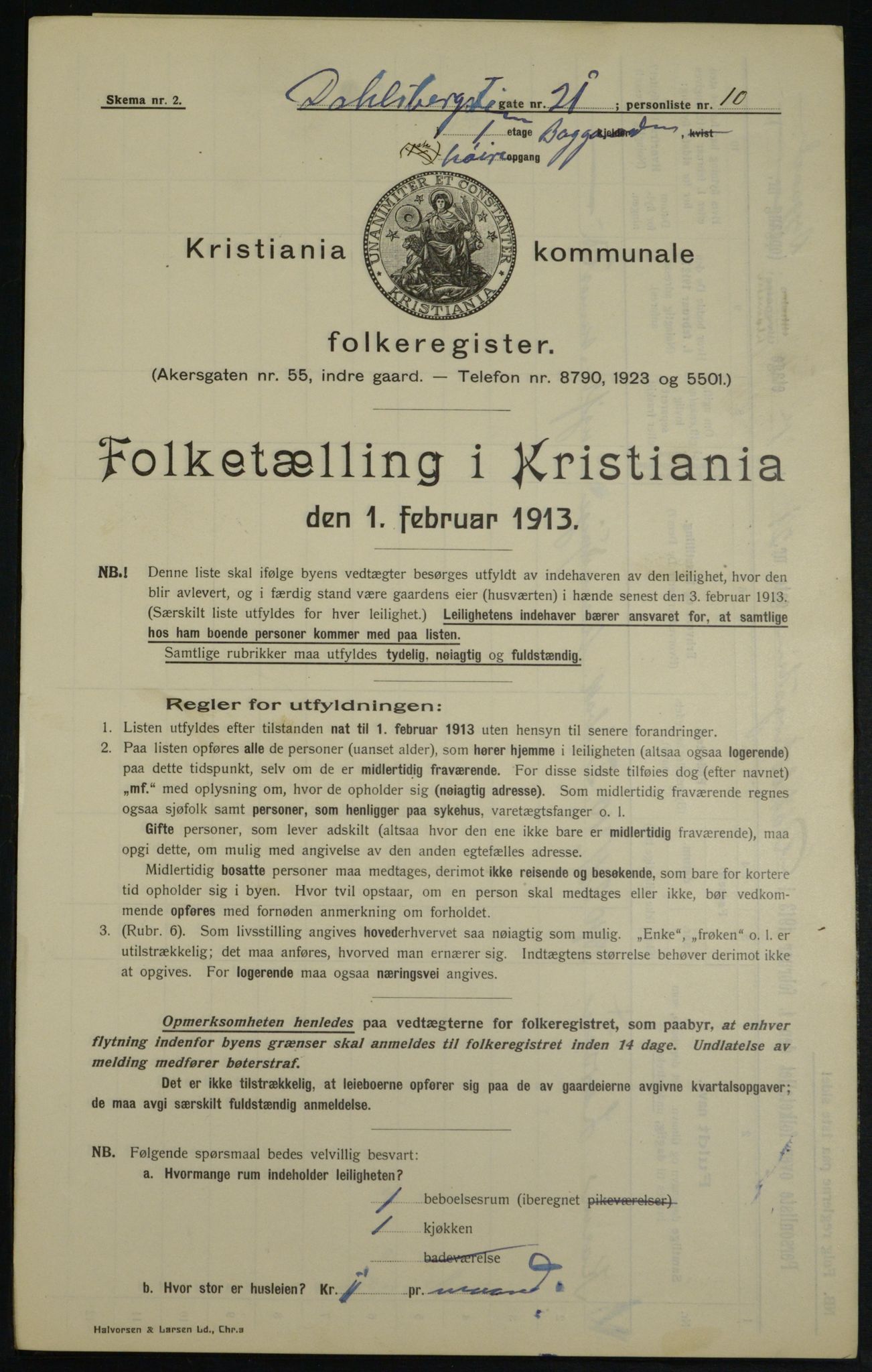 OBA, Kommunal folketelling 1.2.1913 for Kristiania, 1913, s. 14403