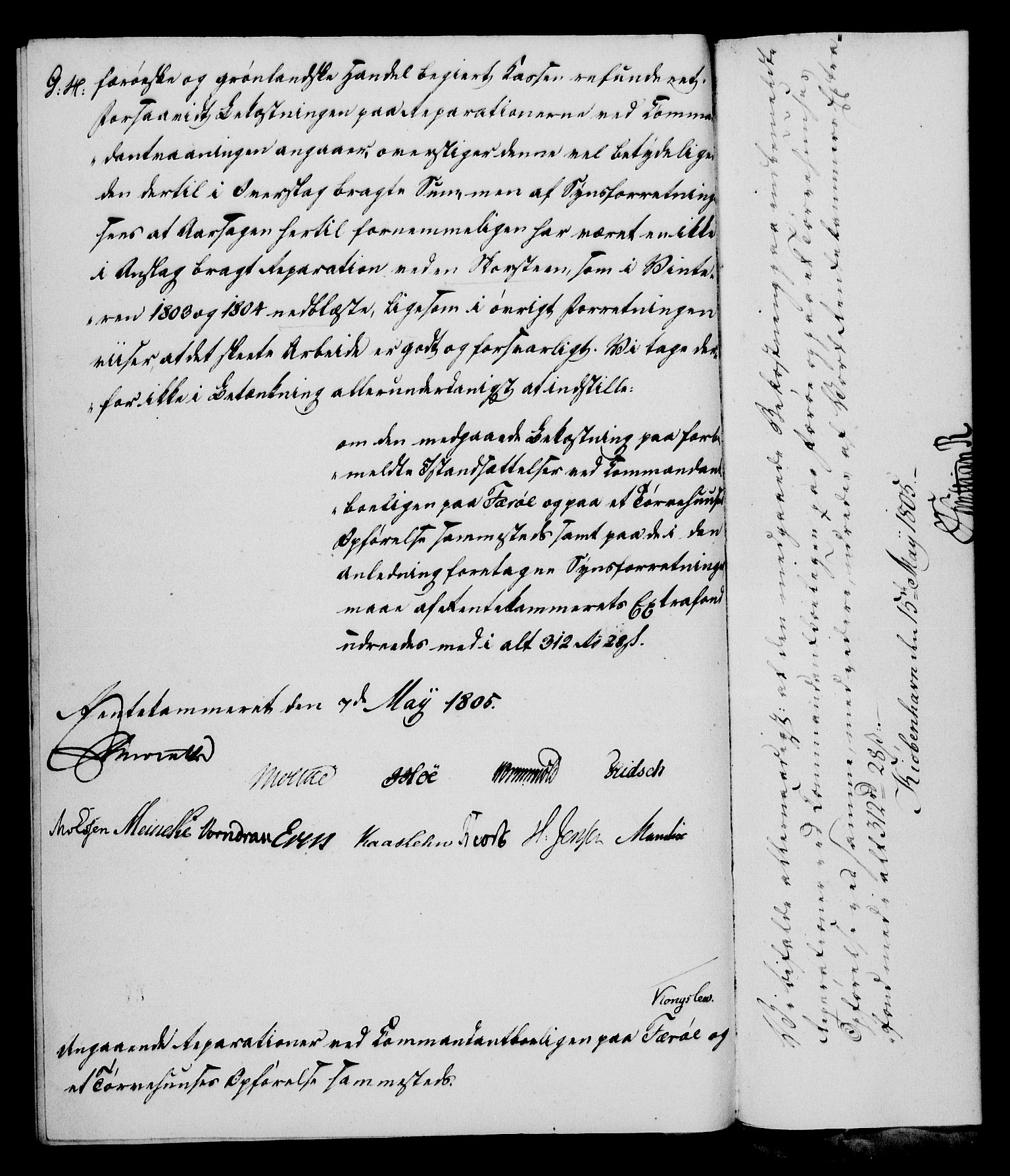 Rentekammeret, Kammerkanselliet, RA/EA-3111/G/Gf/Gfa/L0087: Norsk relasjons- og resolusjonsprotokoll (merket RK 52.87), 1805, s. 262