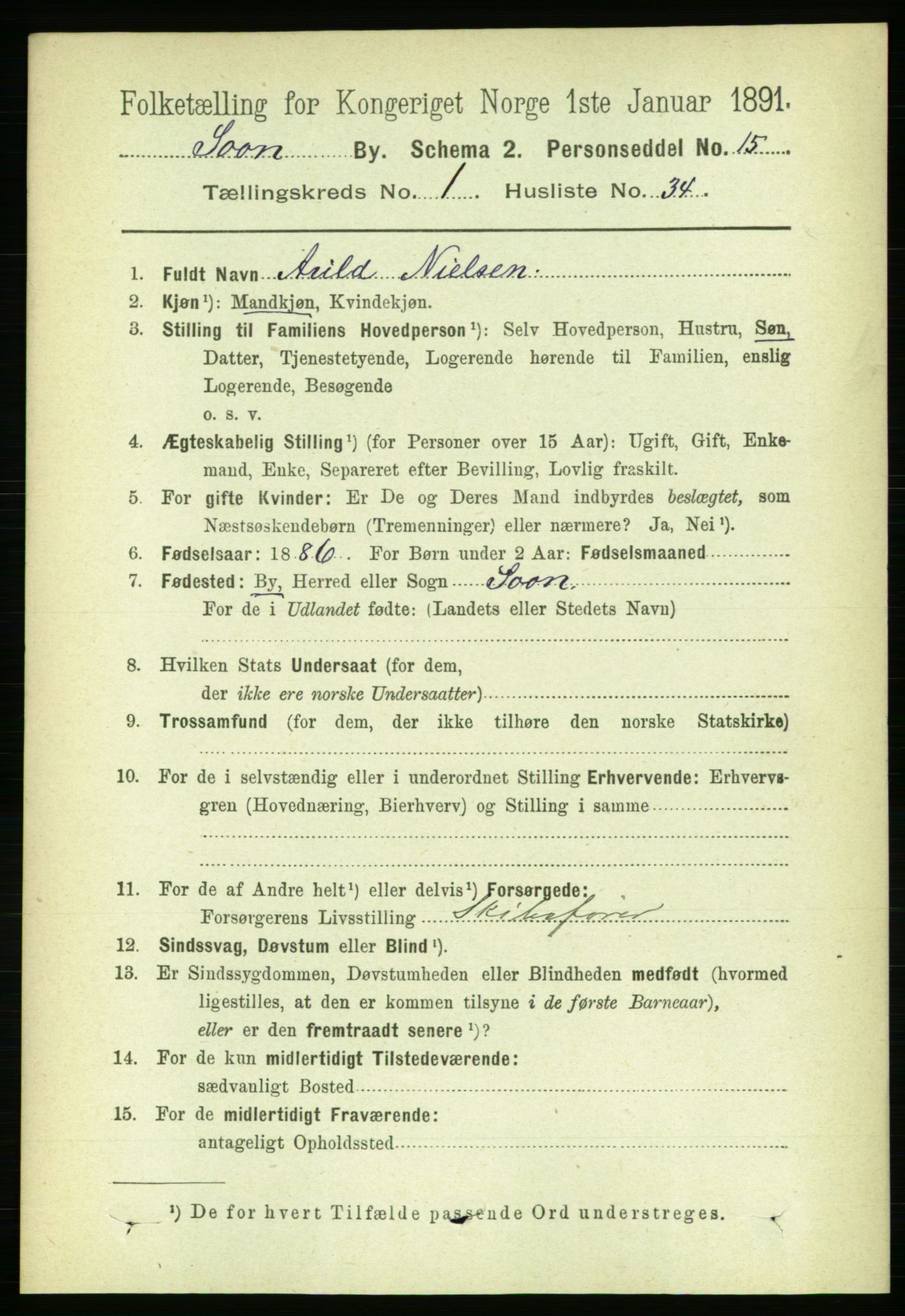 RA, Folketelling 1891 for 0201 Son ladested, 1891, s. 317