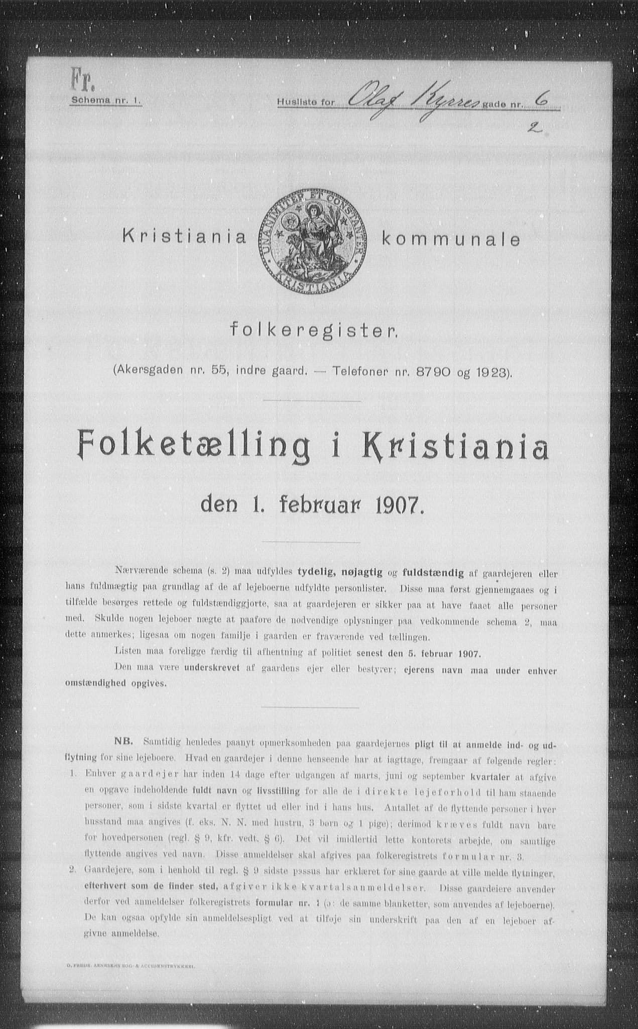 OBA, Kommunal folketelling 1.2.1907 for Kristiania kjøpstad, 1907, s. 38598