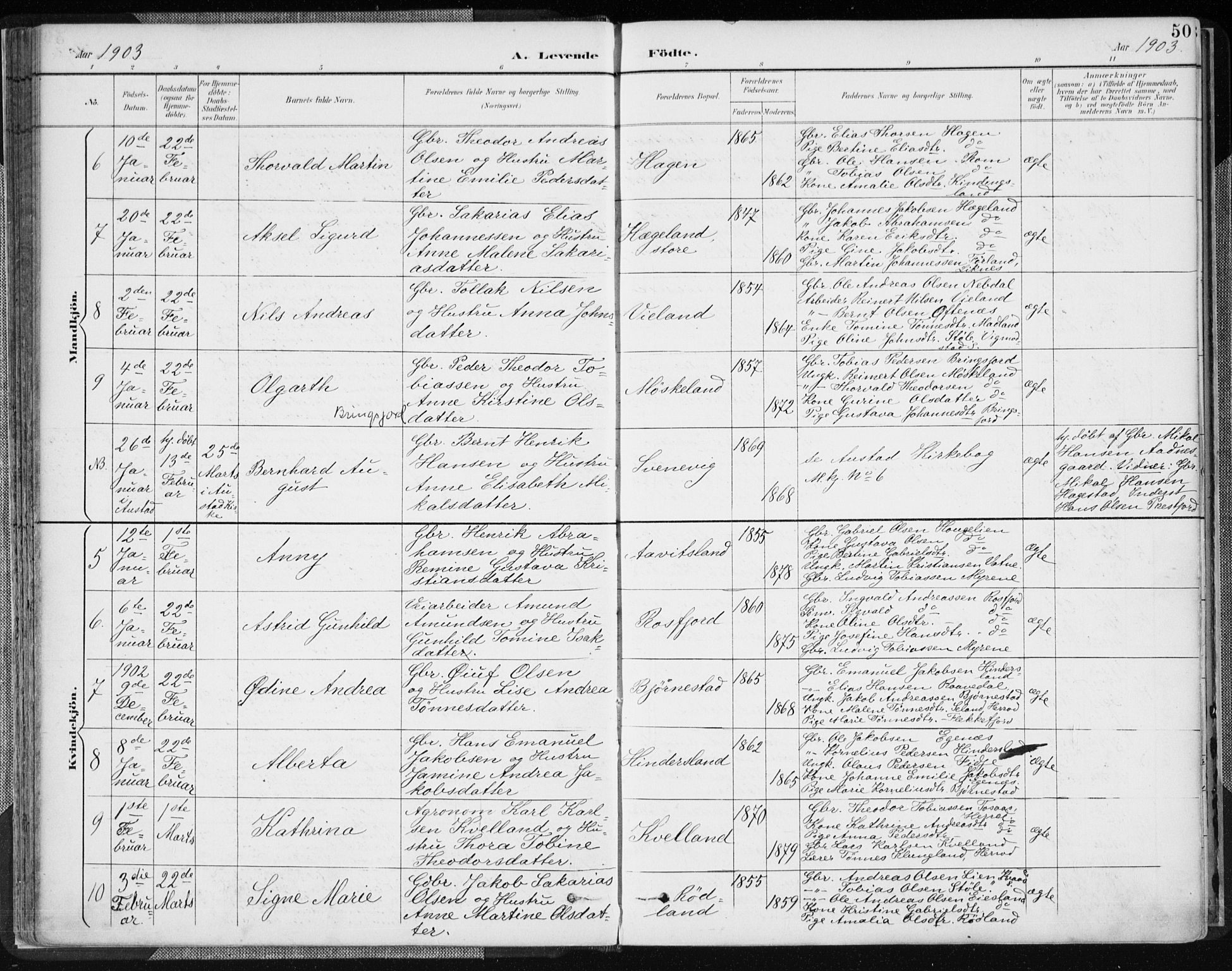 Lyngdal sokneprestkontor, AV/SAK-1111-0029/F/Fa/Fac/L0012: Ministerialbok nr. A 12, 1894-1918, s. 50