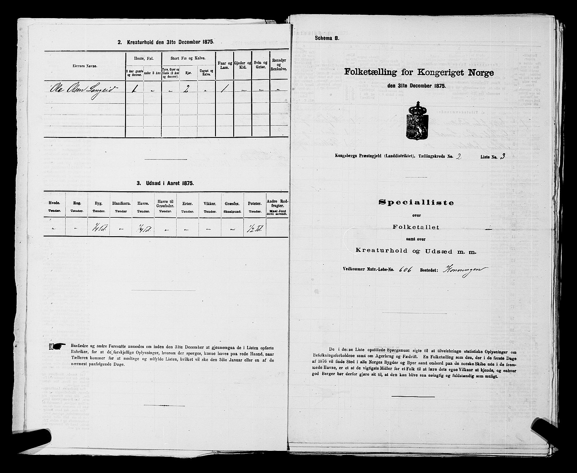 SAKO, Folketelling 1875 for 0692L Kongsberg prestegjeld, Kongsberg landsokn, 1875, s. 61