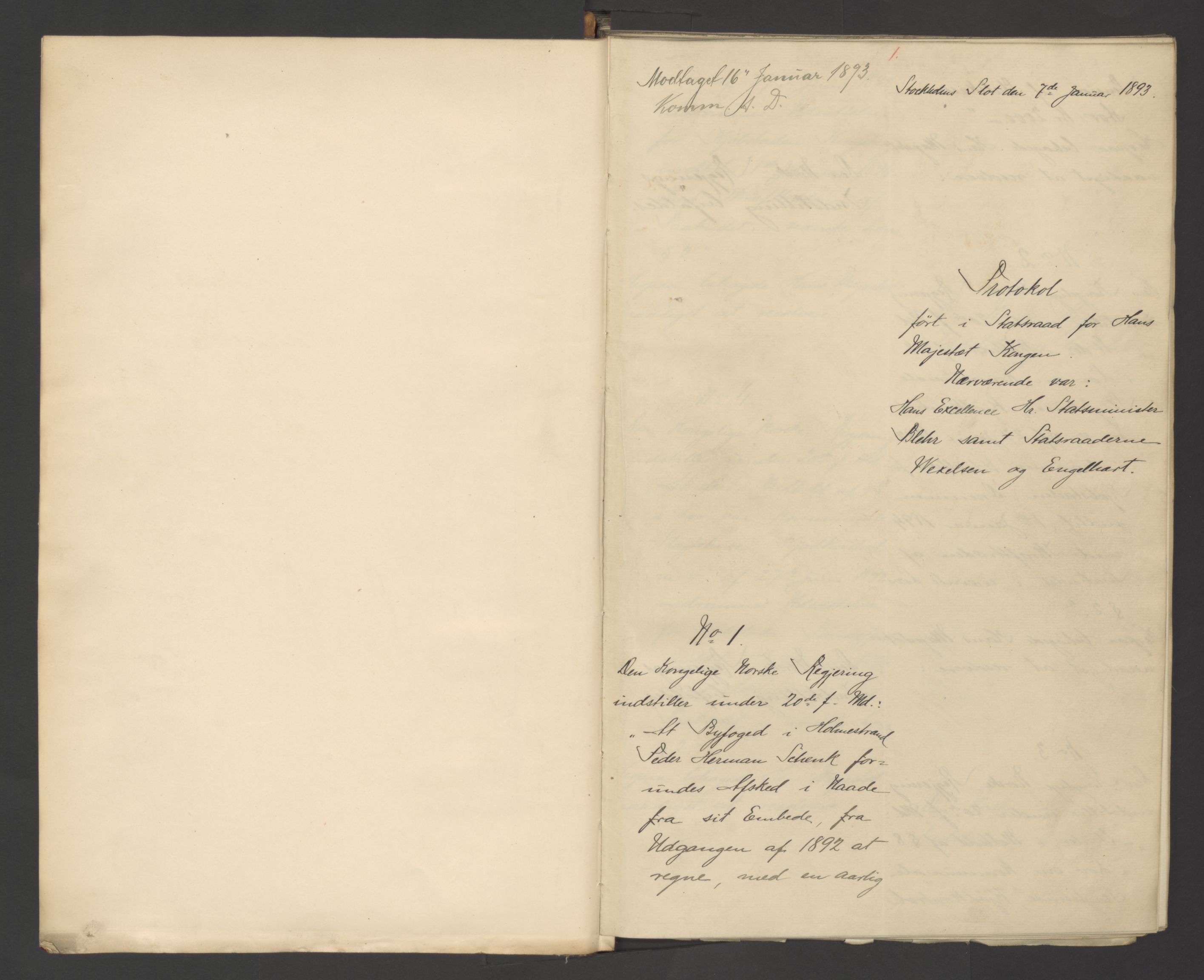Statsrådssekretariatet, AV/RA-S-1001/A/Ab/L0161: Kgl. res. nr. 1-1231, 1. halvår, 1893