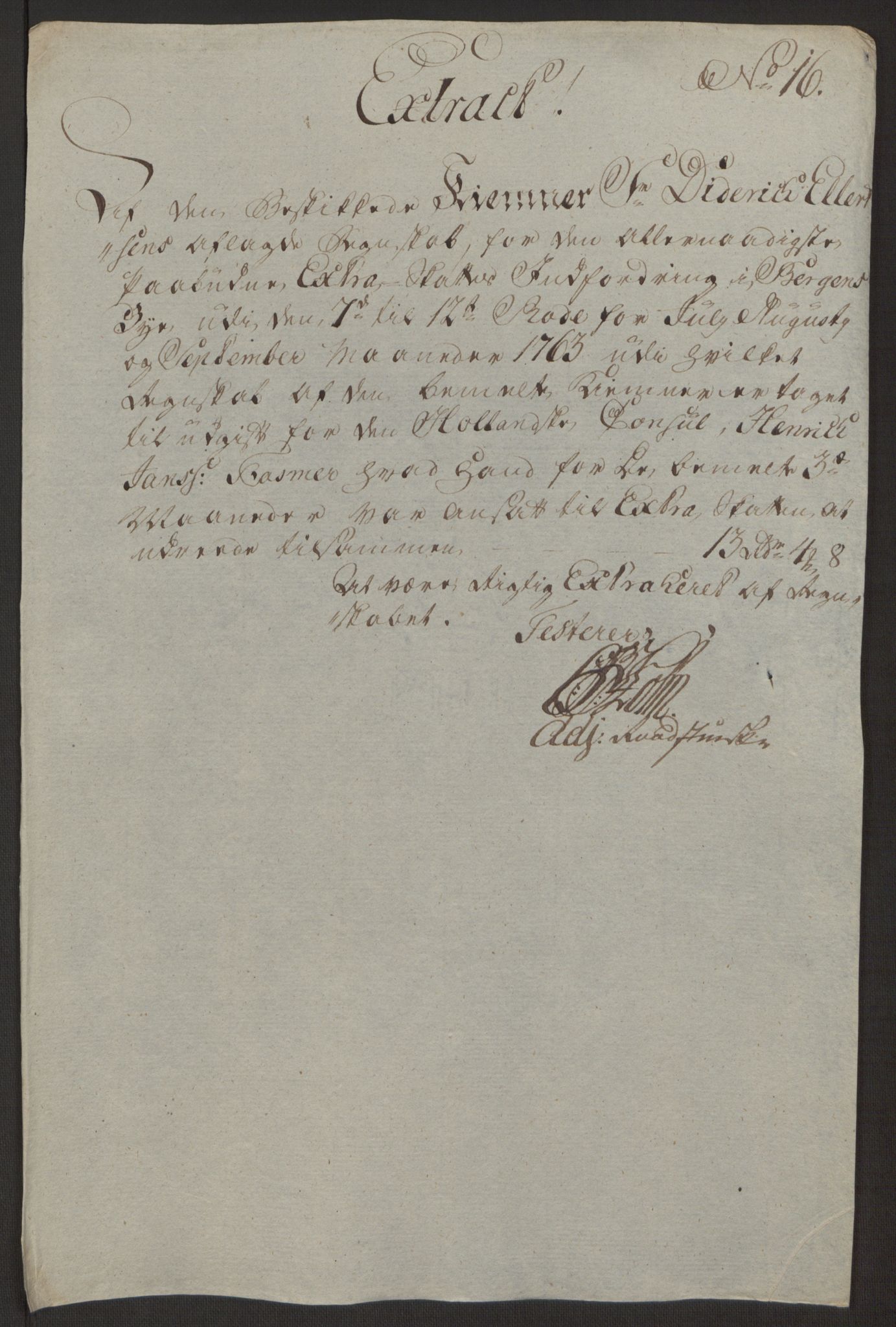 Rentekammeret inntil 1814, Reviderte regnskaper, Byregnskaper, AV/RA-EA-4066/R/Rp/L0366/0001: [P20] Kontribusjonsregnskap / Ekstraskatt, 1763, s. 314