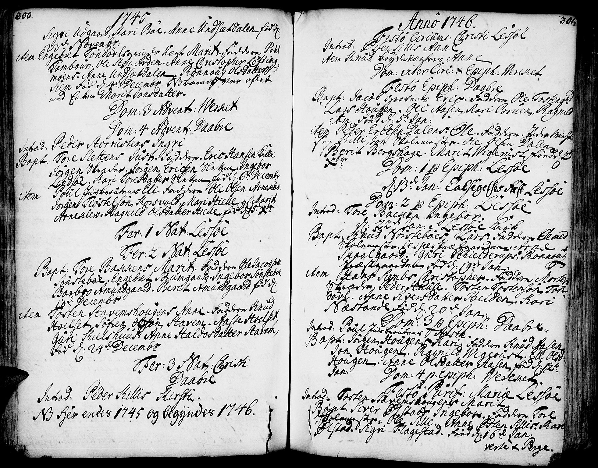Lesja prestekontor, AV/SAH-PREST-068/H/Ha/Haa/L0002: Ministerialbok nr. 2, 1732-1776, s. 300-301
