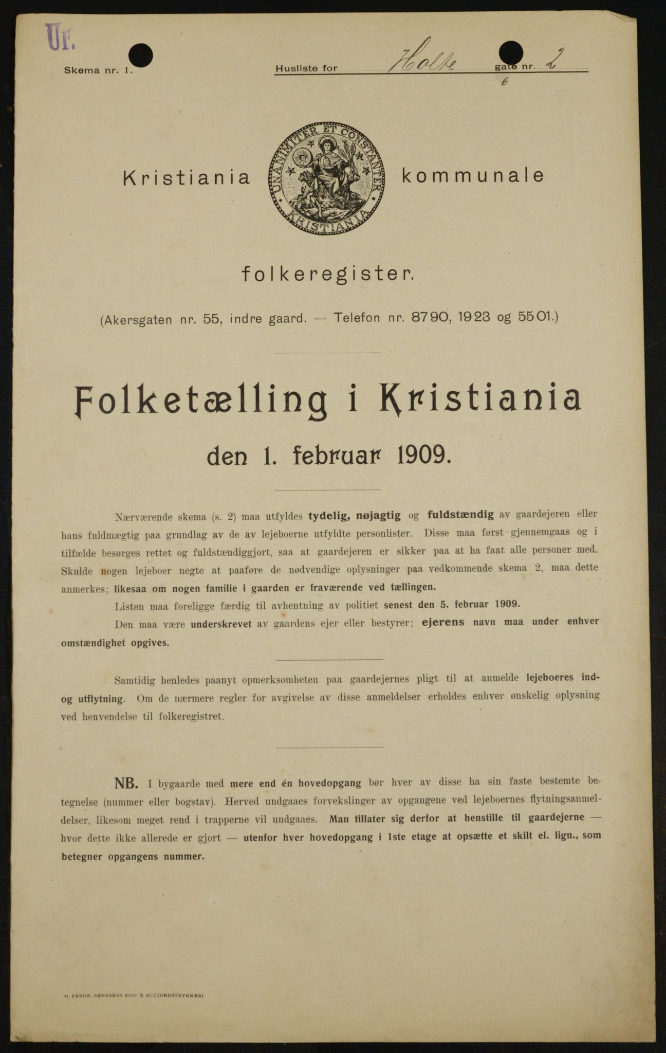 OBA, Kommunal folketelling 1.2.1909 for Kristiania kjøpstad, 1909, s. 37294