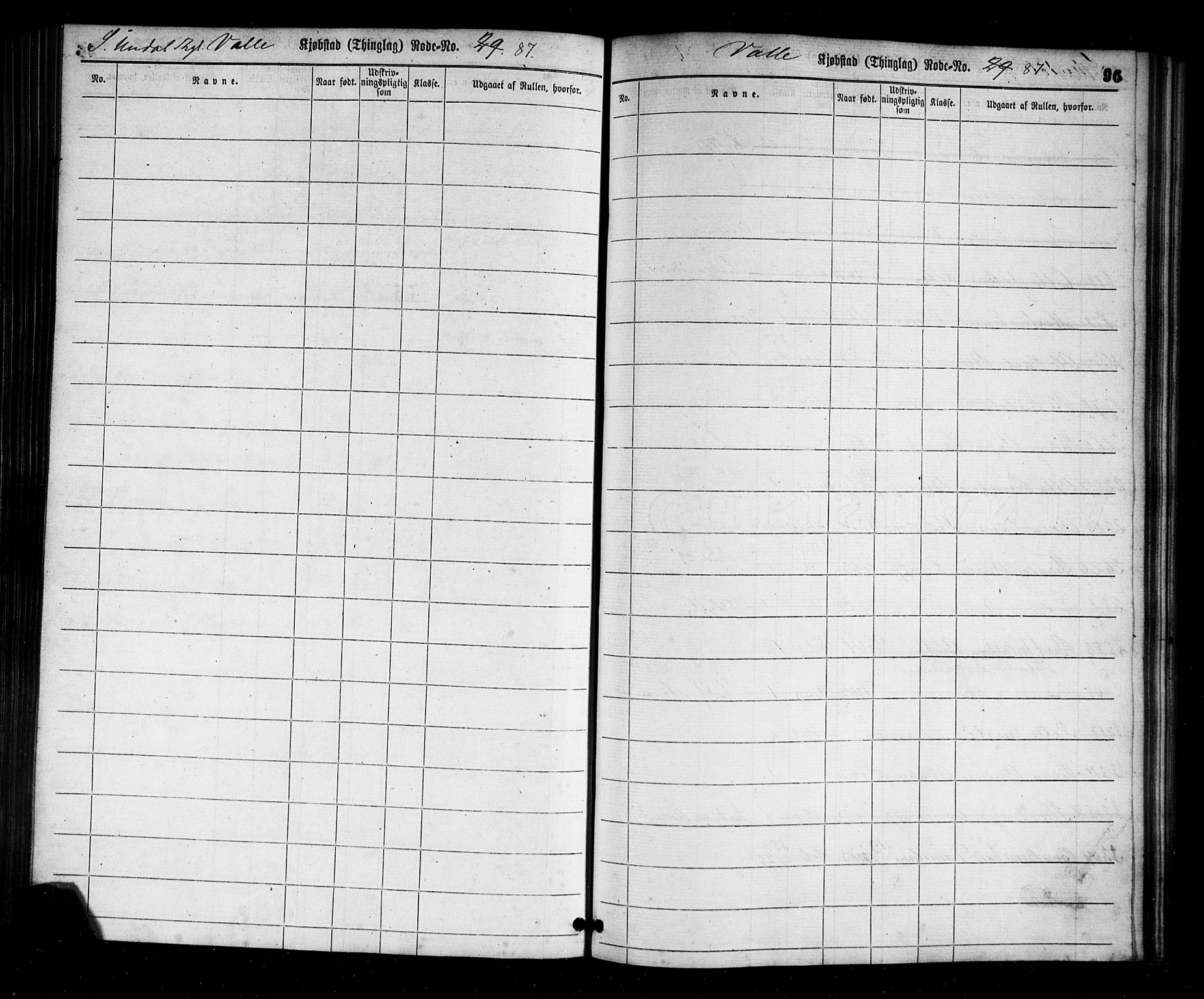 Mandal mønstringskrets, AV/SAK-2031-0016/F/Ff/L0002: Utskrivningsregisterrulle, nr som i hovedrulle, med register, L-16, 1860-1900, s. 100