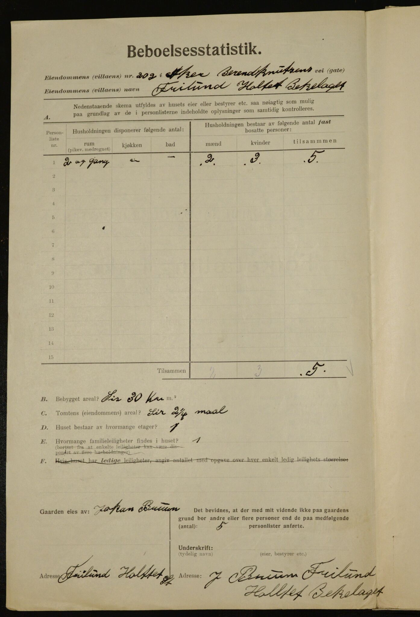 , Kommunal folketelling 1.12.1923 for Aker, 1923, s. 43993