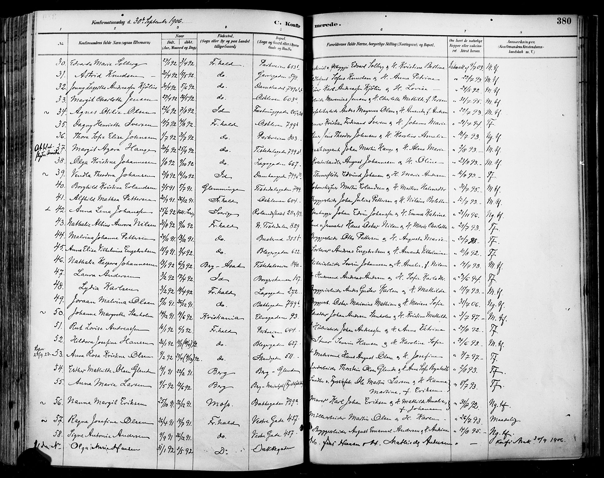 Halden prestekontor Kirkebøker, SAO/A-10909/F/Fa/L0013: Ministerialbok nr. I 13, 1890-1906, s. 380