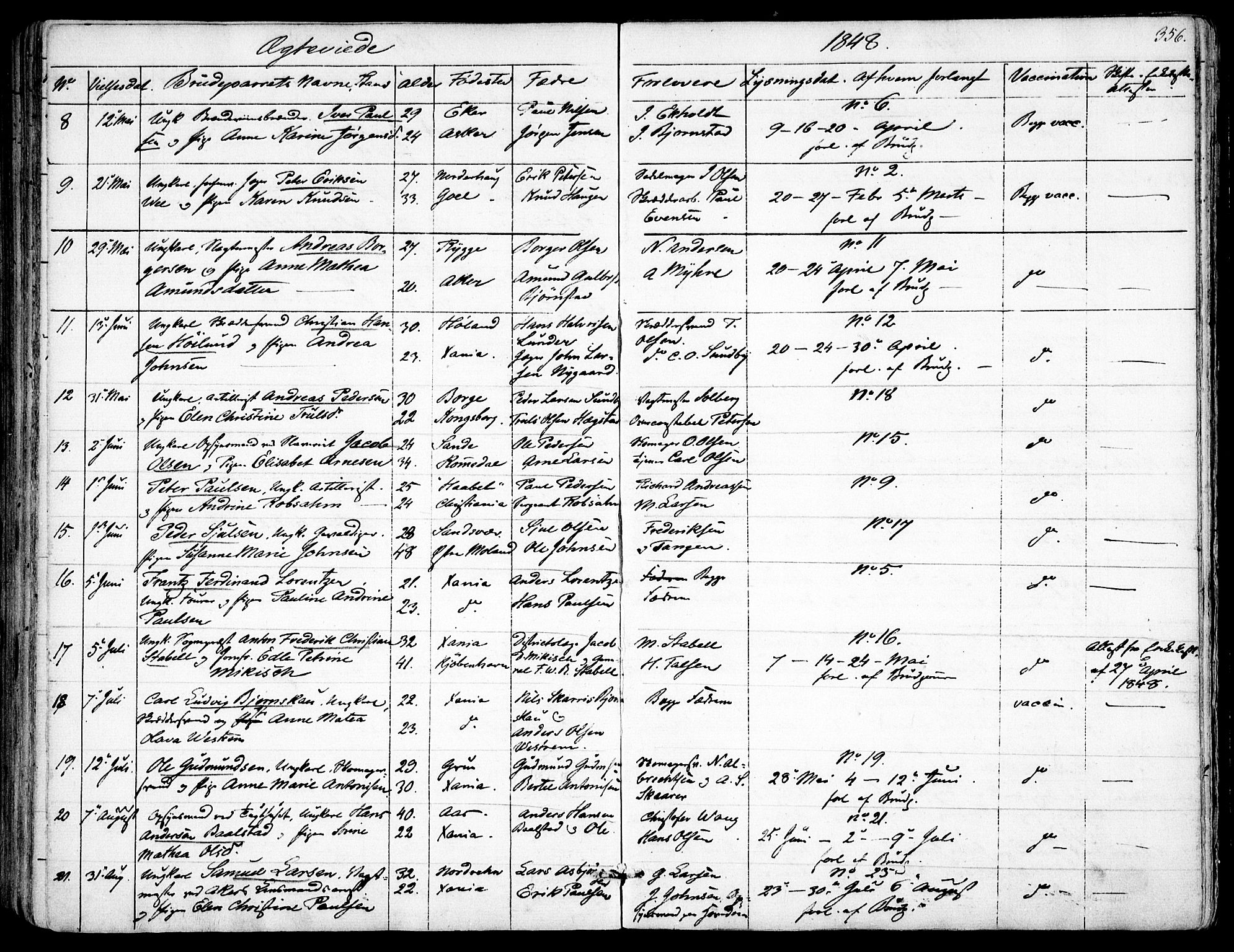 Garnisonsmenigheten Kirkebøker, SAO/A-10846/F/Fa/L0008: Ministerialbok nr. 8, 1842-1859, s. 356