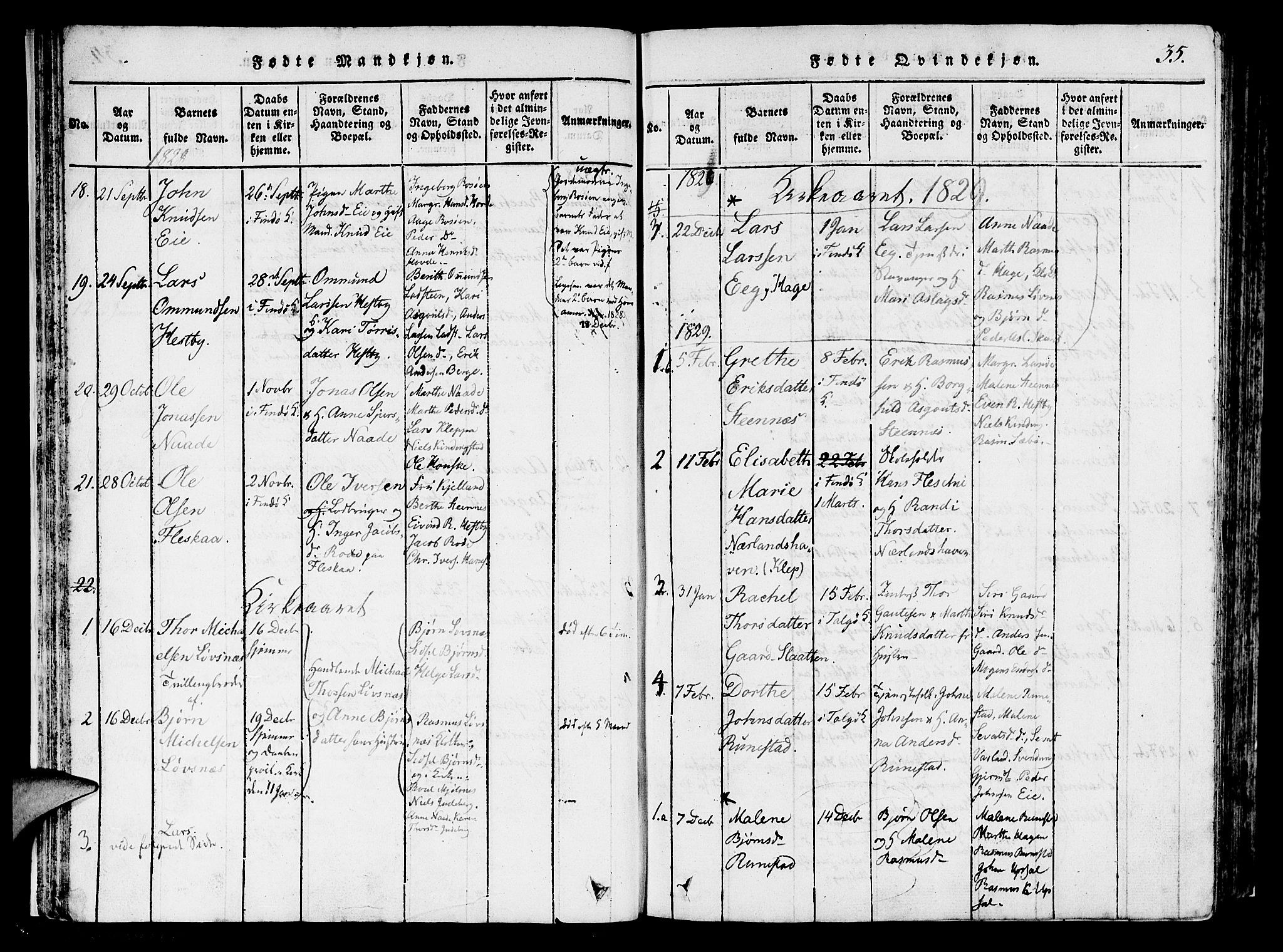 Finnøy sokneprestkontor, AV/SAST-A-101825/H/Ha/Haa/L0006: Ministerialbok nr. A 6, 1816-1846, s. 35